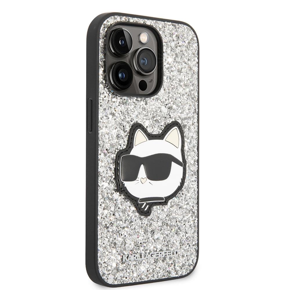 Apple iPhone 14 Pro Max Kılıf Karl Lagerfeld Parlak Taşlı Choupette Dizayn Kapak