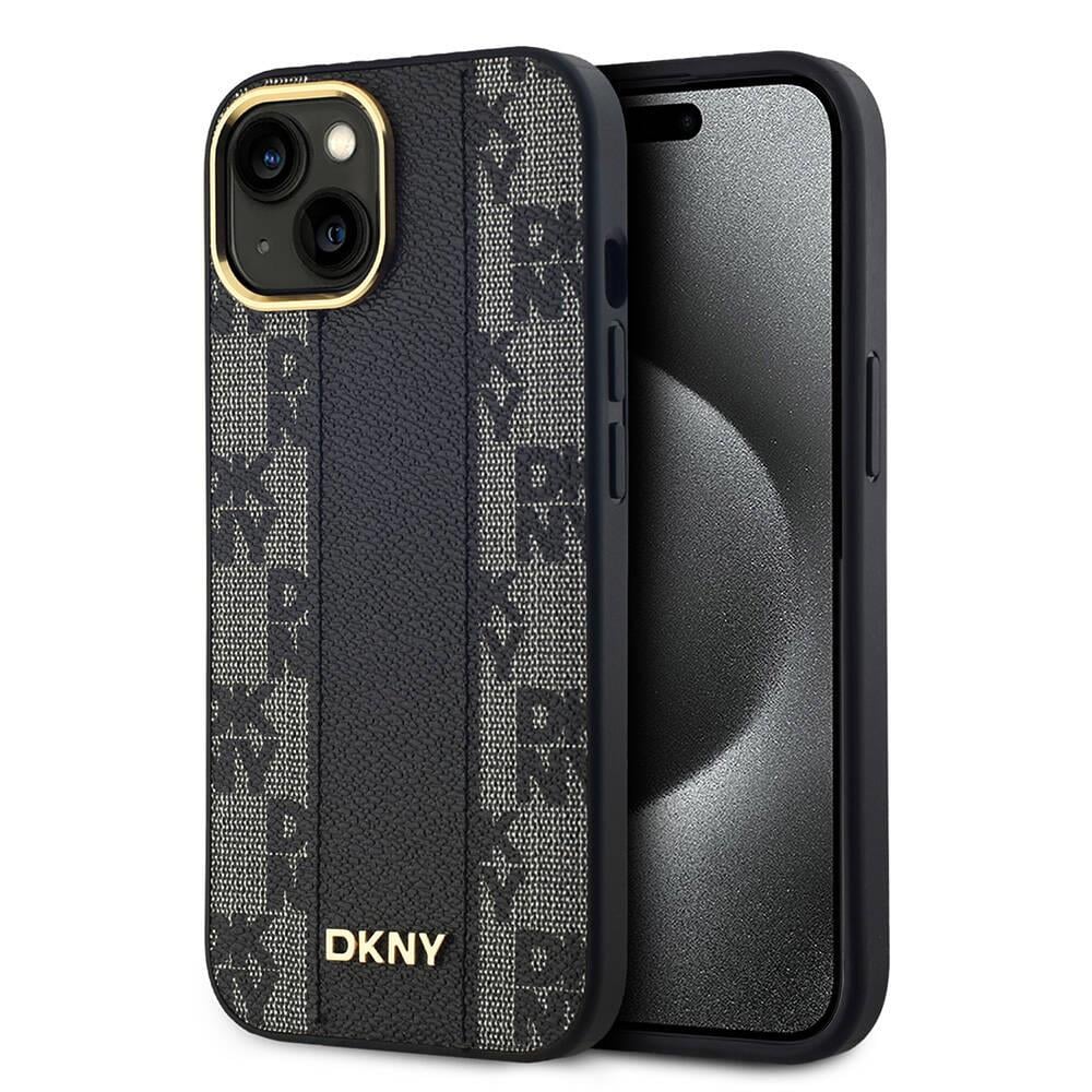 Apple iPhone 15 Kılıf DKNY Orjinal Lisanslı M-safe Şarj Özellikli 3D Yazılı Checkered Pattern Kapak