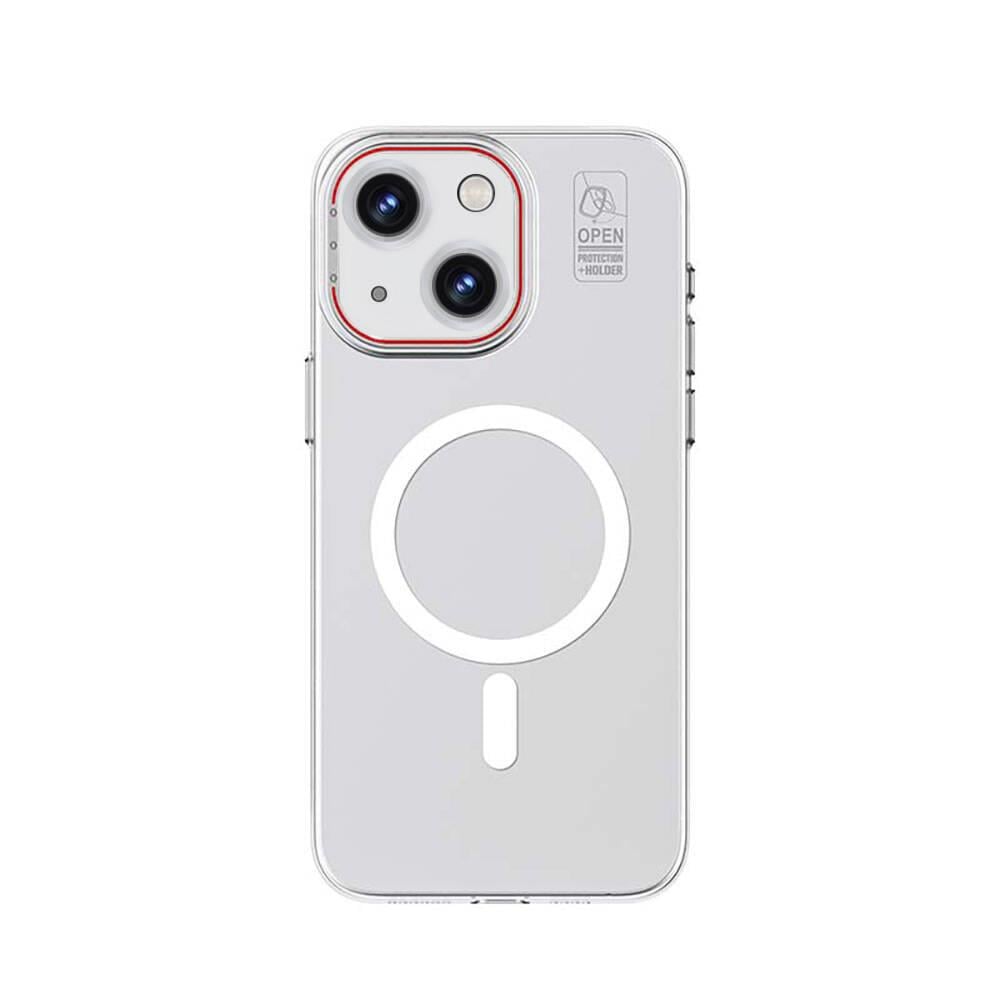 Apple iPhone 15 Plus Kılıf M-safe Şarj Özellikli Standlı Metal Kamera Çerçeveli Mat Recci Glaze Serisi Kapak