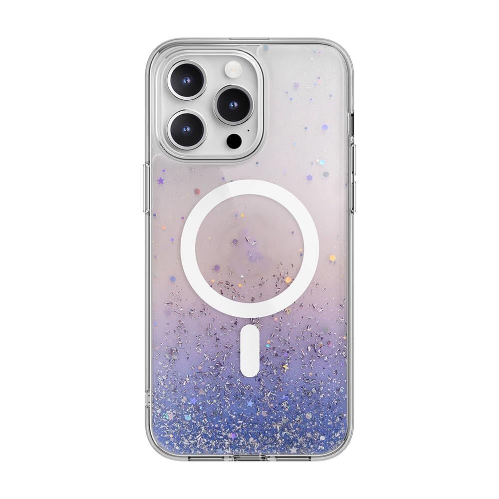 Apple iPhone 15 Pro Max Kılıf M-safe Şarj Özellikli Parlayan Simli Şeffaf Lisanslı Switcheasy Starfield-M Kapak
