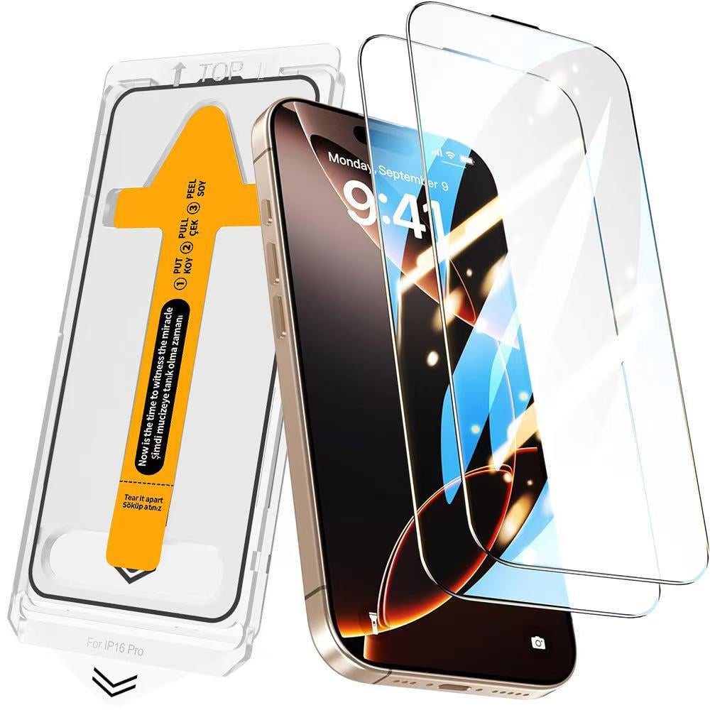 Apple iPhone 16 Pro Max Zore 3D Mobi HD Temperli Cam Ekran Koruyucu + Kolay Uygulama Aparatı