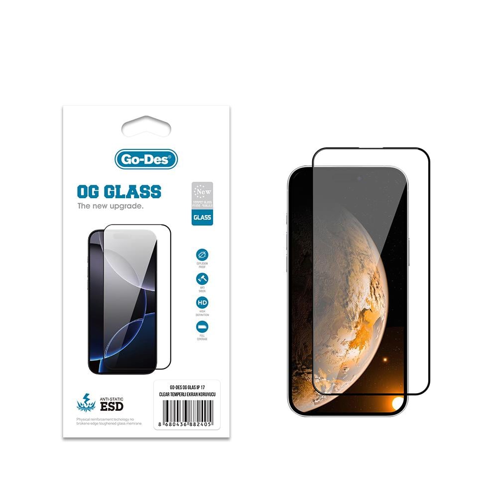 Apple iPhone 17 Go Des OG Glass Antistatik Temperli Cam Ekran Koruyucu