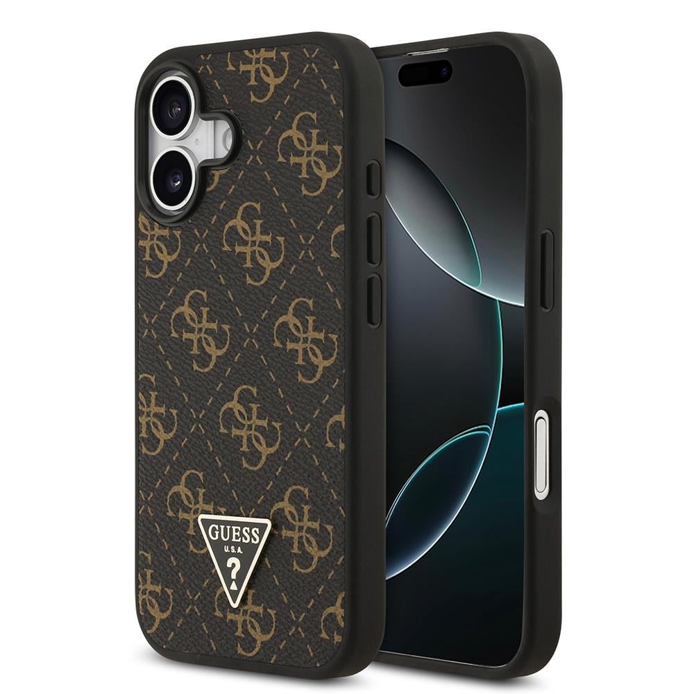 Apple iPhone 17 Kılıf Guess Orjinal Lisanslı PU Deri 4G Desenli Üçgen Logolu Kapak