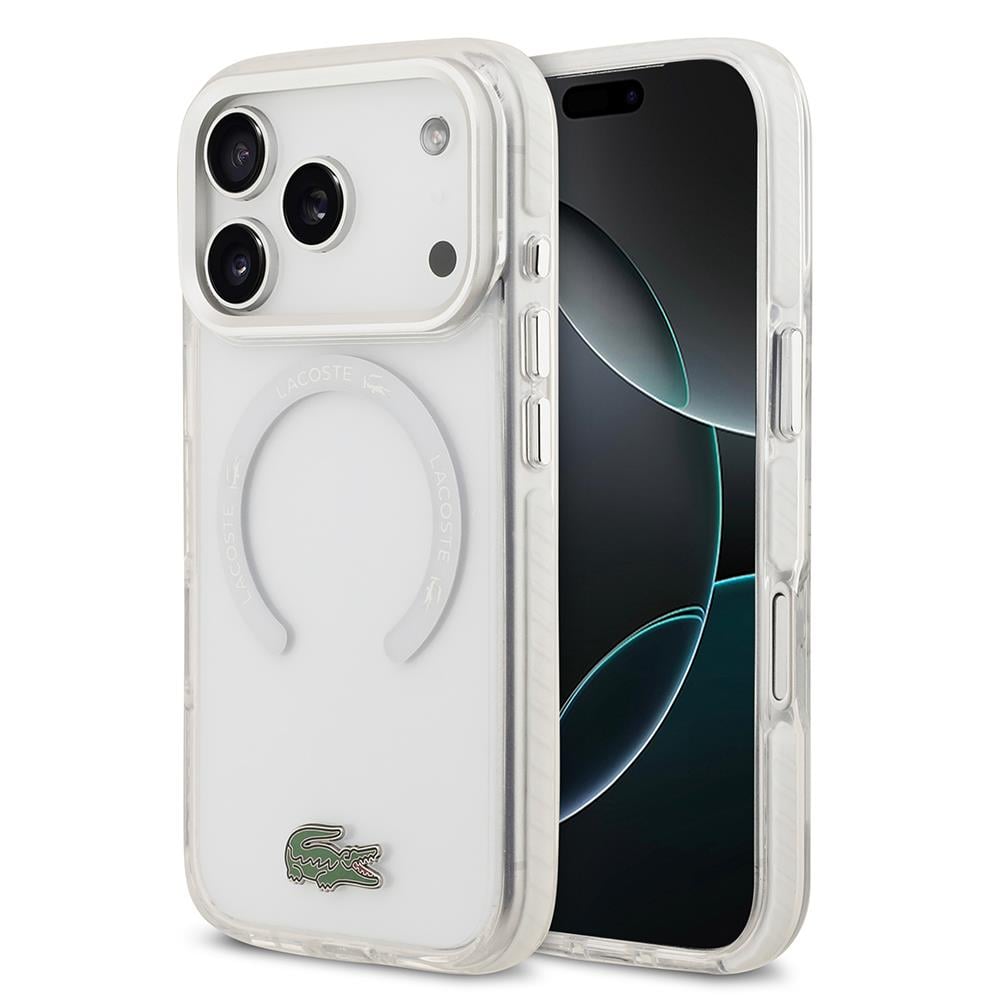 Apple iPhone 17 Pro Kılıf Lacoste Orjinal Lisanslı M-safe Şarj Özellikli İkonik Timsah Logolu Buzlu Kapak