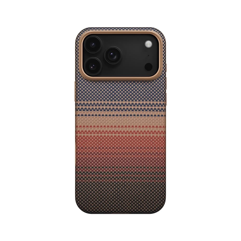 Apple iPhone 17 Pro Kılıf M-safe Şarj Özellikli Aramid Fiber Pitaka Military-Grade Sunset-Moonrise Serisi Sunset Kapak