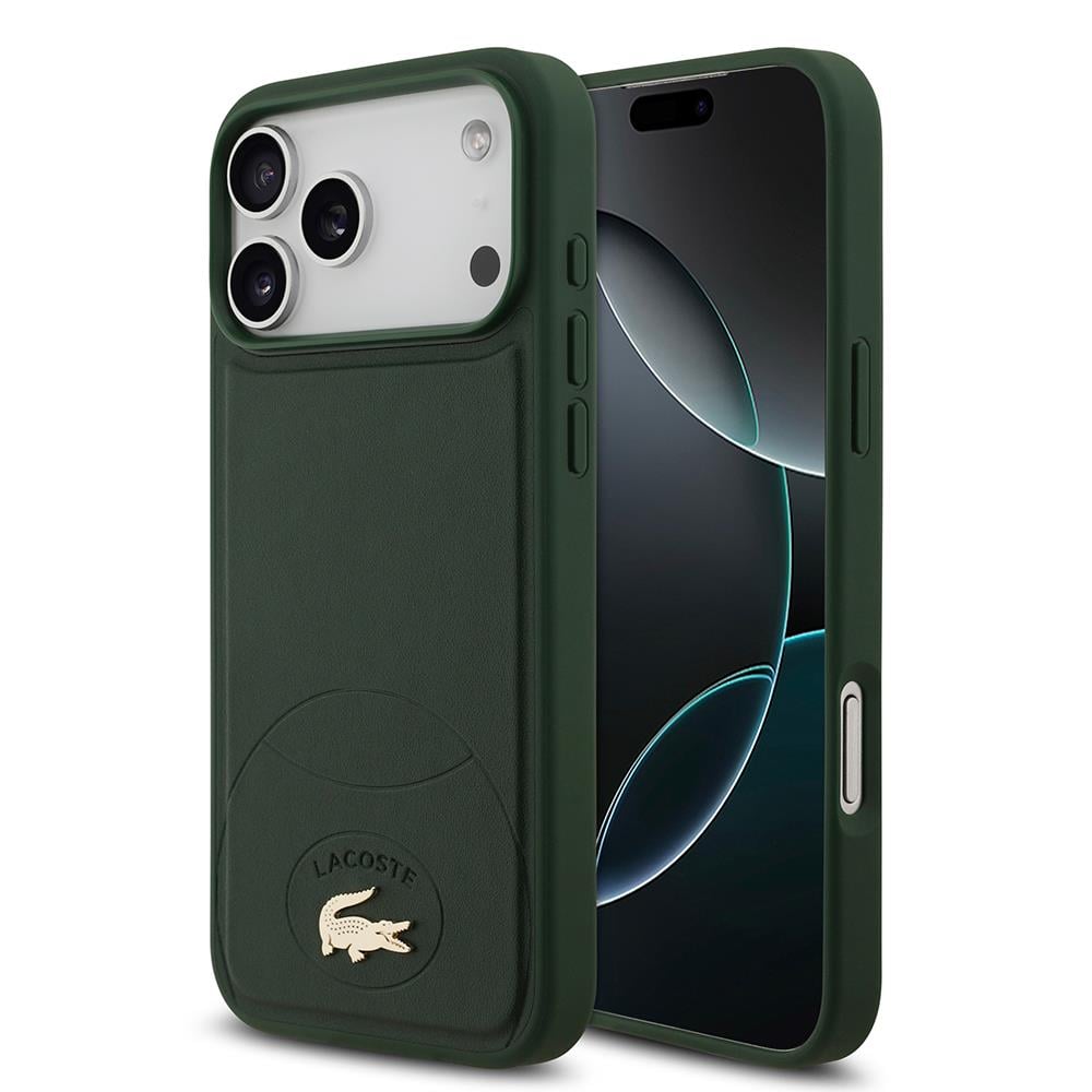 Apple iPhone 17 Pro Max Kılıf Lacoste Orjinal Lisanslı M-safe Şarj Özellikli PU Deri Tasarımlı Metal Logolu Kapak