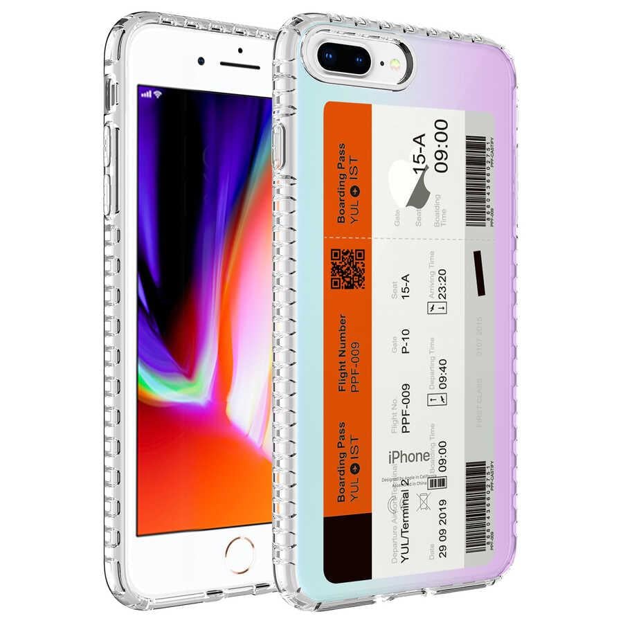 Apple iPhone 8 Plus Kılıf Airbag Kenarlı Renkli Desenli Silikon Zore Elegans Kapak