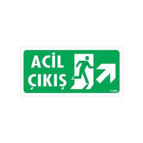 Acil Çıkış Uyarı Levhası Sağ Yukarı OkİSG-F946-1225FSAcil Çıkış Uyarı Levhası Sağ Yukarı Ok