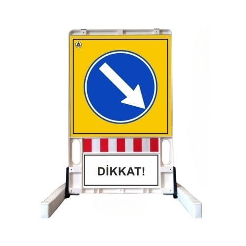 Sağa Yönlendirme Katlanır Uyarı Levhalı Bariyer