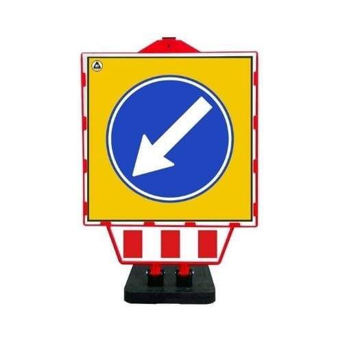 Sola Yönlendirme Plastik Katlanır Uyarı Levhalı Bariyer
