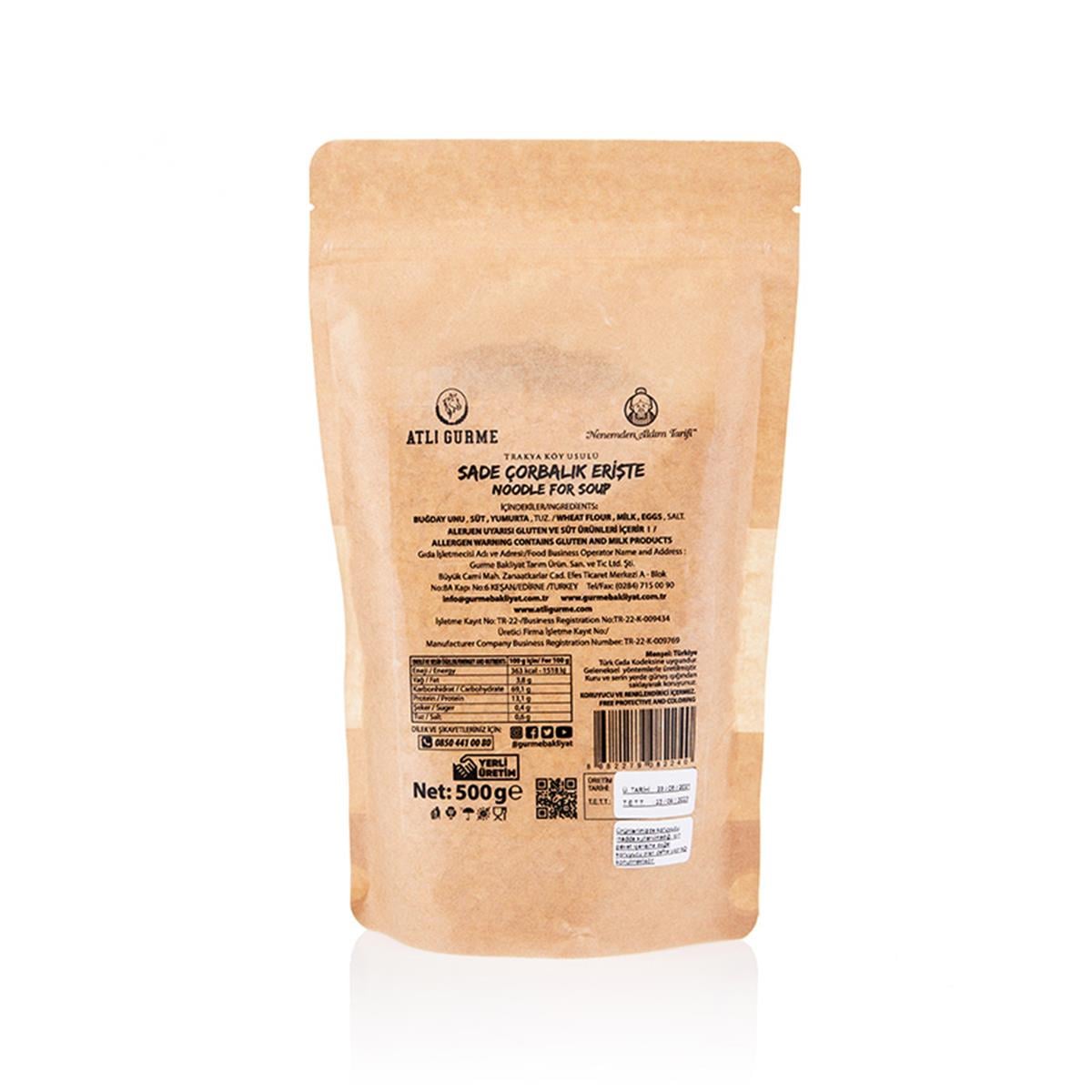 Atlı Gurme Sade Çorbalık Erişte 500 gr