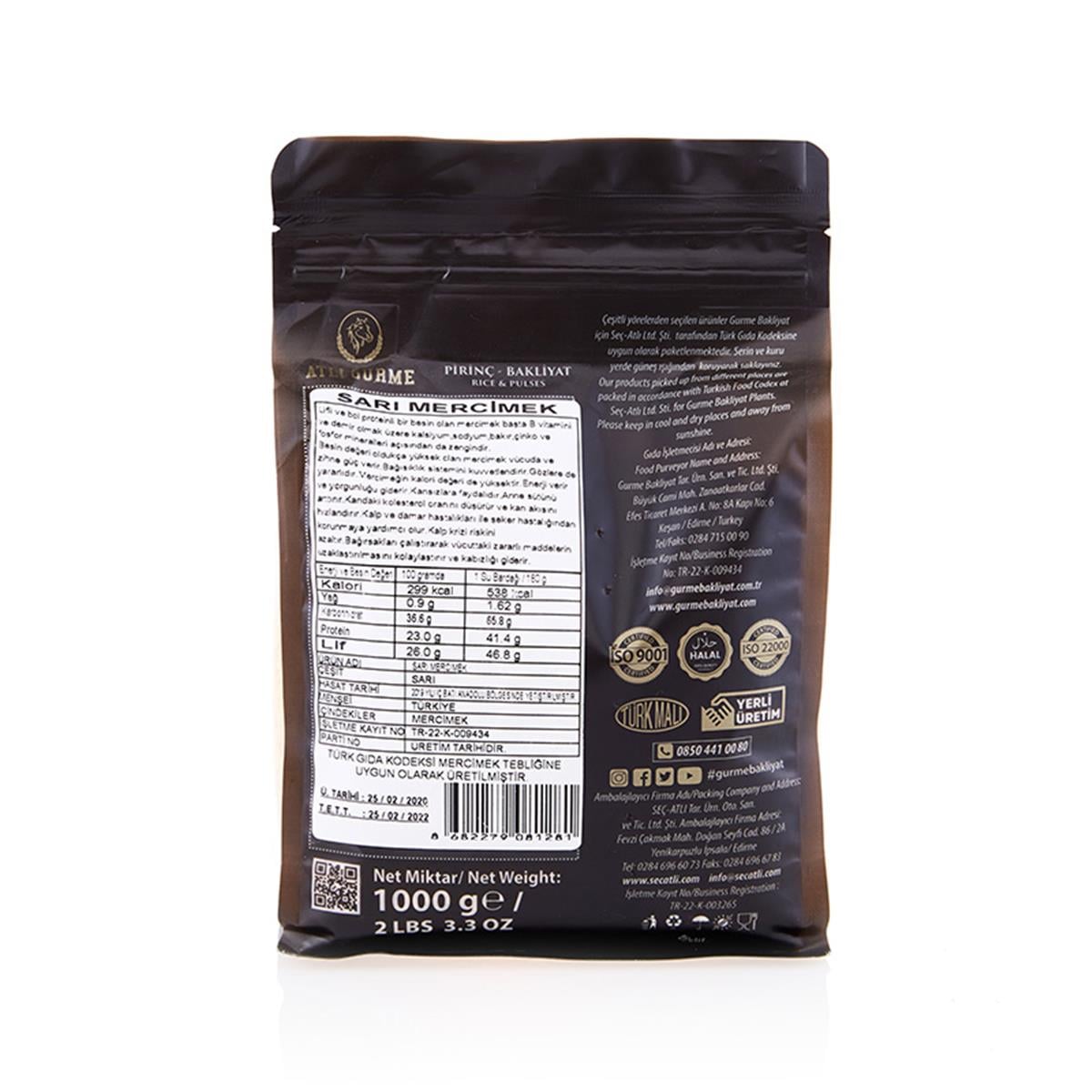 Atlı Gurme Sarı Mercimek 1 kg