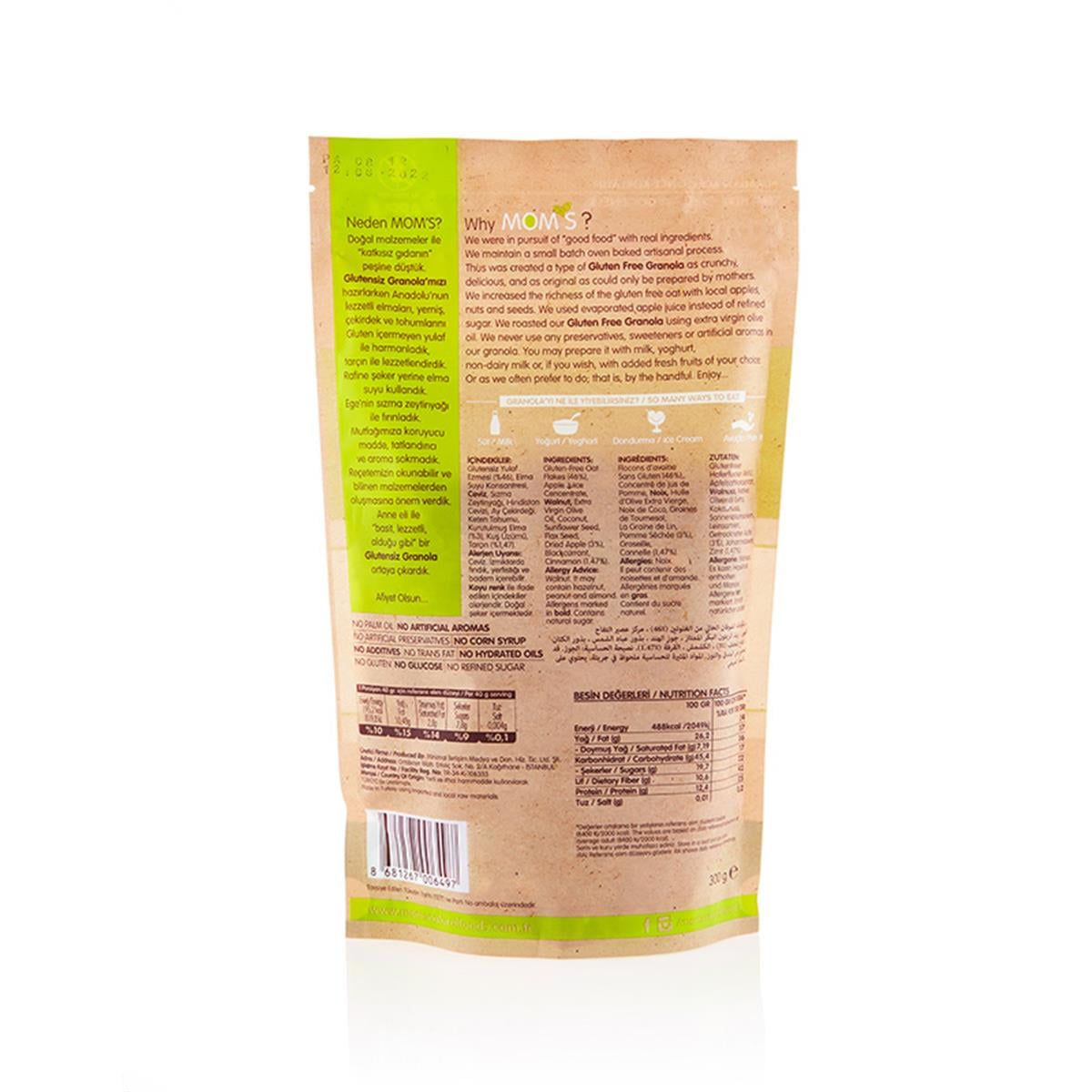 Moms Glutensiz Granola Elma Tarçın 300 gr