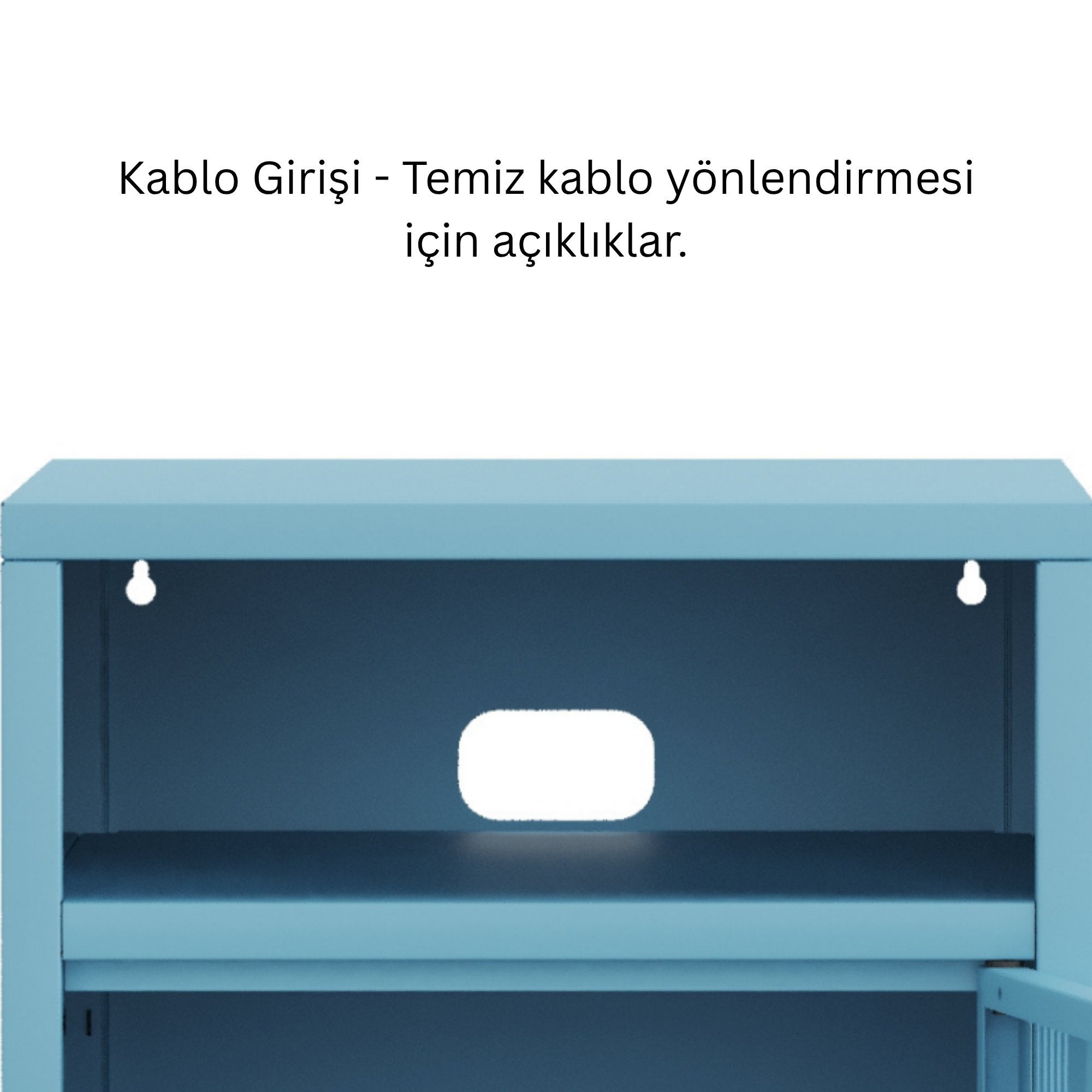 Pera Komodin Açık Raflı 41,5 x 40 x 64,50 cm - Ral 5024 Mavi