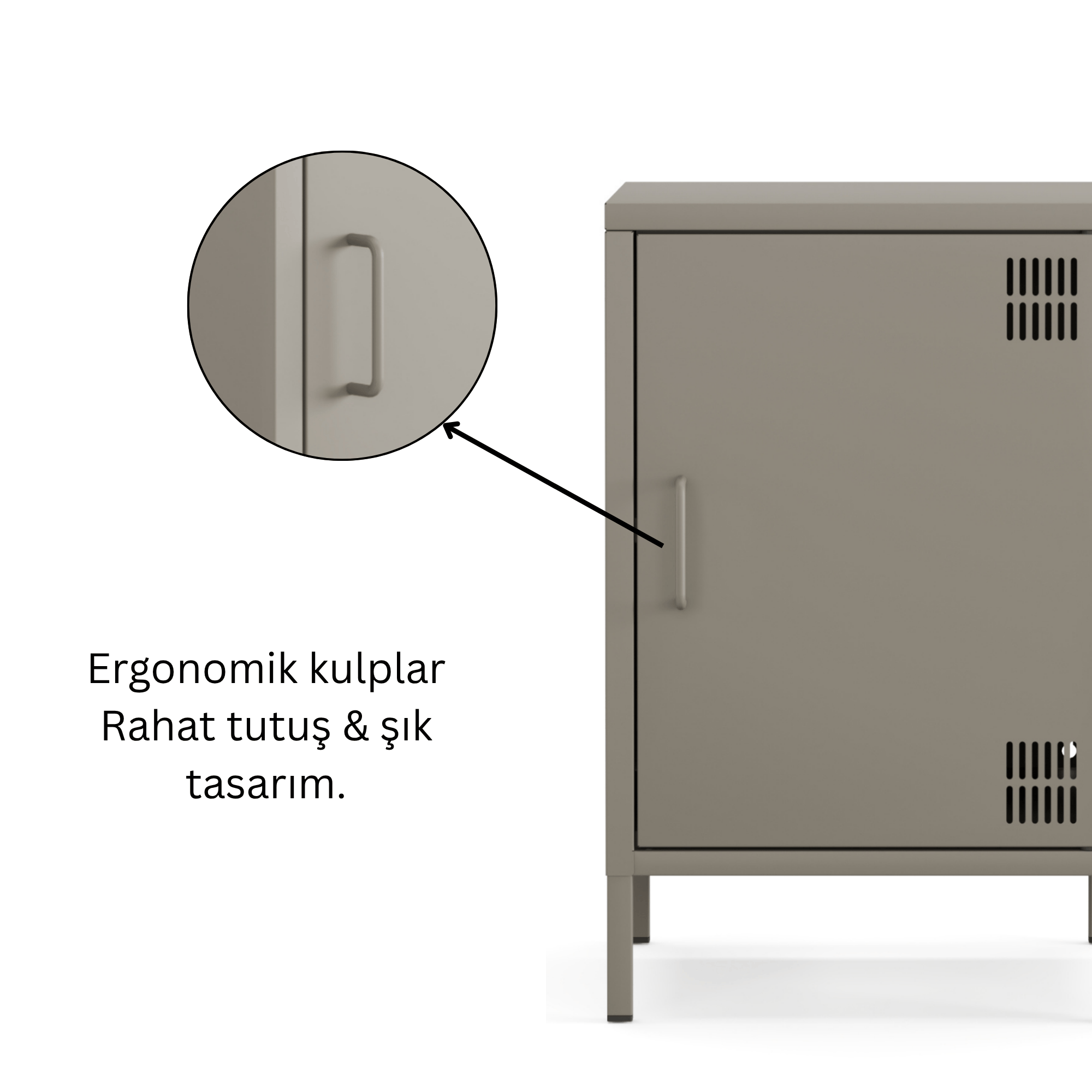 Pera Komodin Kapaklı 41,5 x 40 x 64,50 cm - Ral 7039 Antrasit