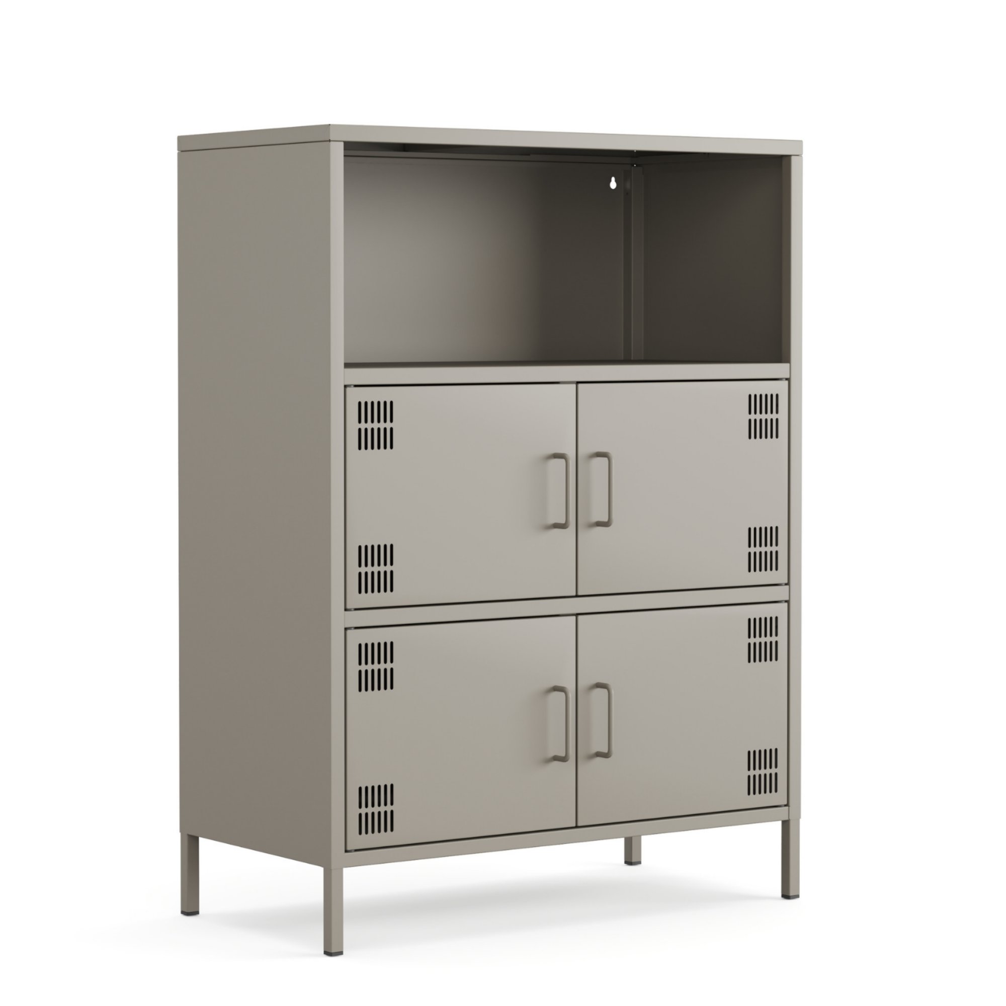 Pera Metal Çok Gözlü Dolap, 4 Kapaklı, Açık Raflı 80,50 x 40 x 109,50 cm - Ral 7039 Antrasit