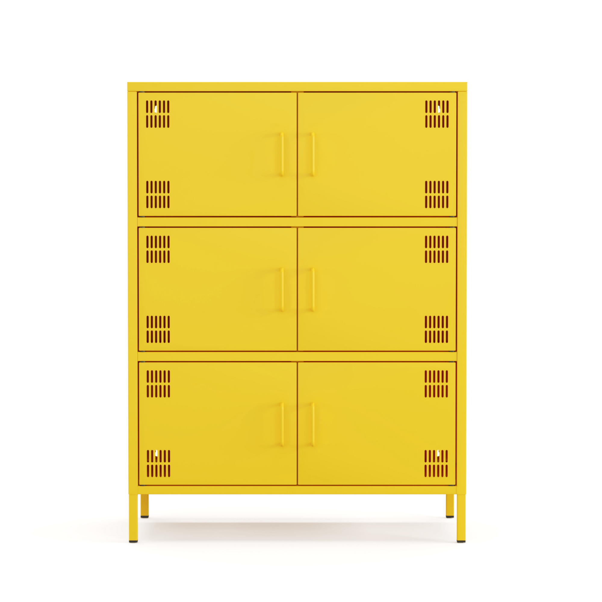 Pera Metal Çok Gözlü Dolap, 6 Kapaklı 80,50 x 40 x 109,50 cm - Ral 1018 Sarı