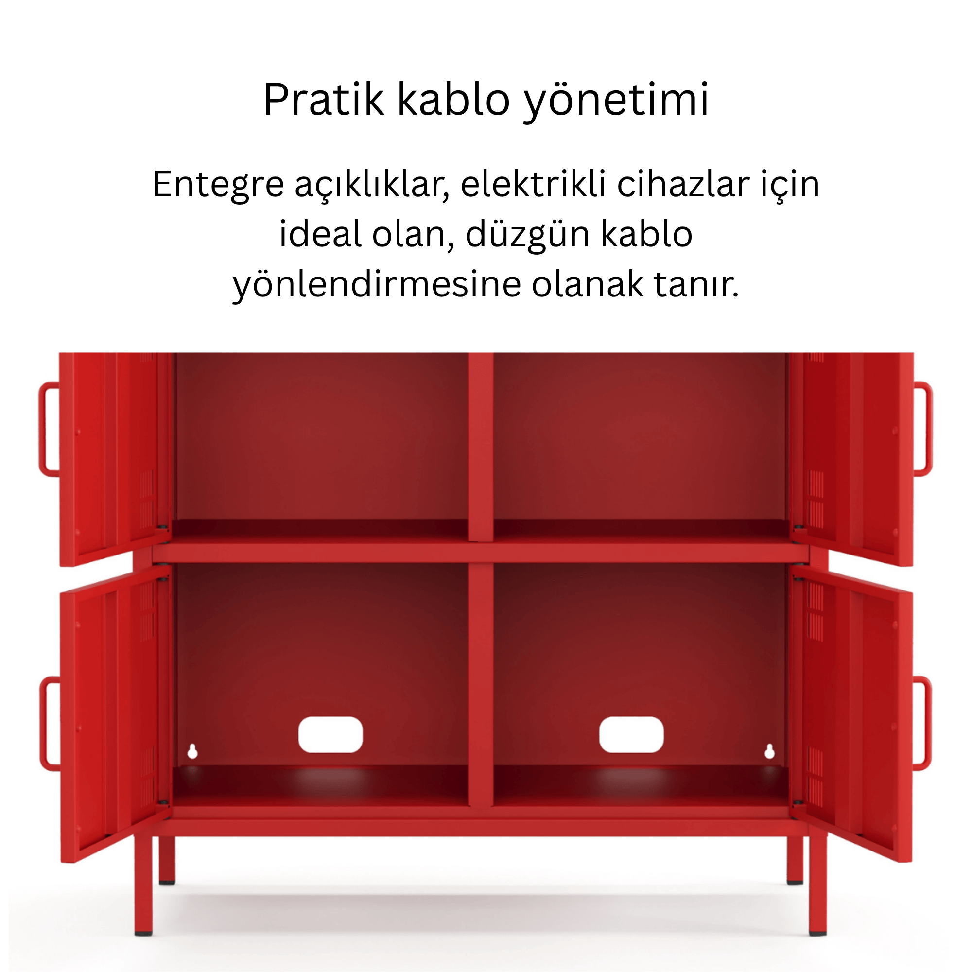 Pera Metal Çok Gözlü Dolap, 6 Kapaklı 80,50 x 40 x 109,50 cm - Ral 3020 Kırmızı