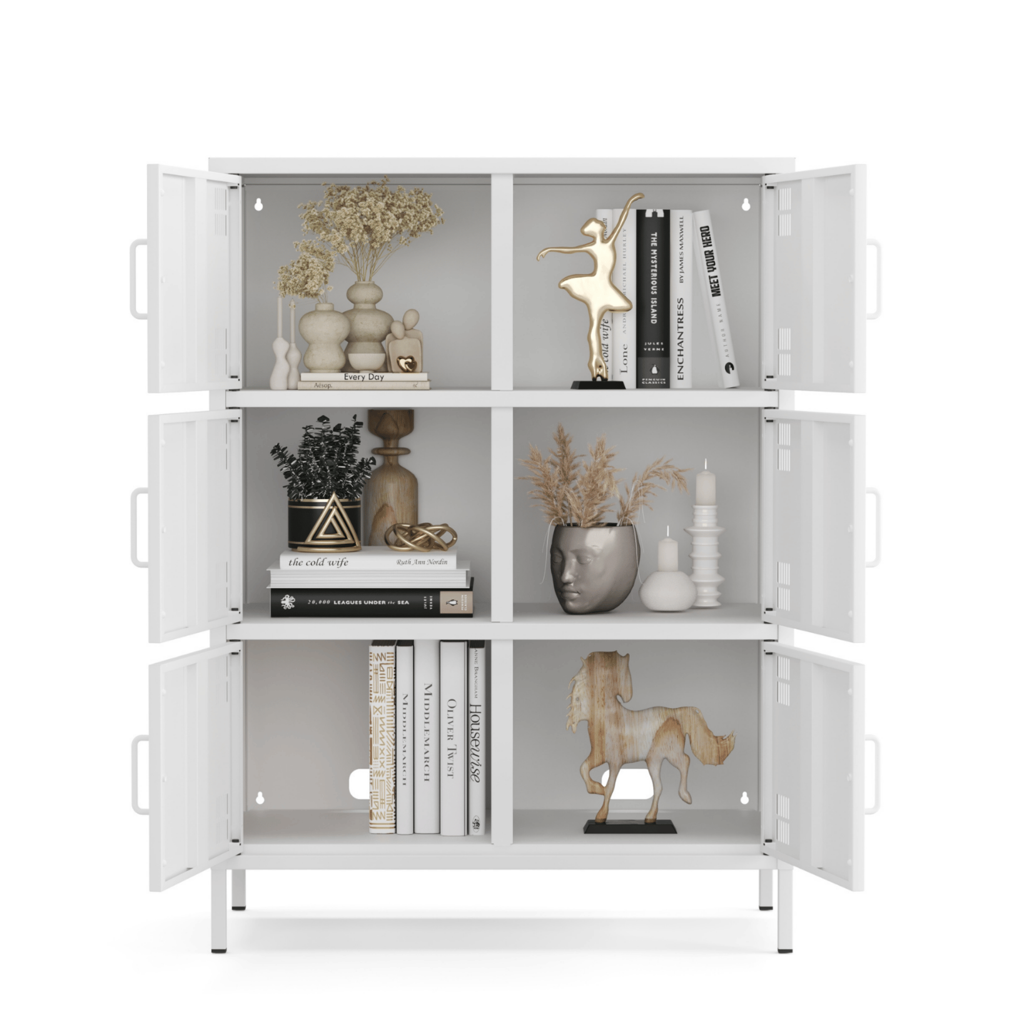 Pera Metal Çok Gözlü Dolap, 6 Kapaklı 80,50 x 40 x 109,50 cm - Ral 9016 Beyaz