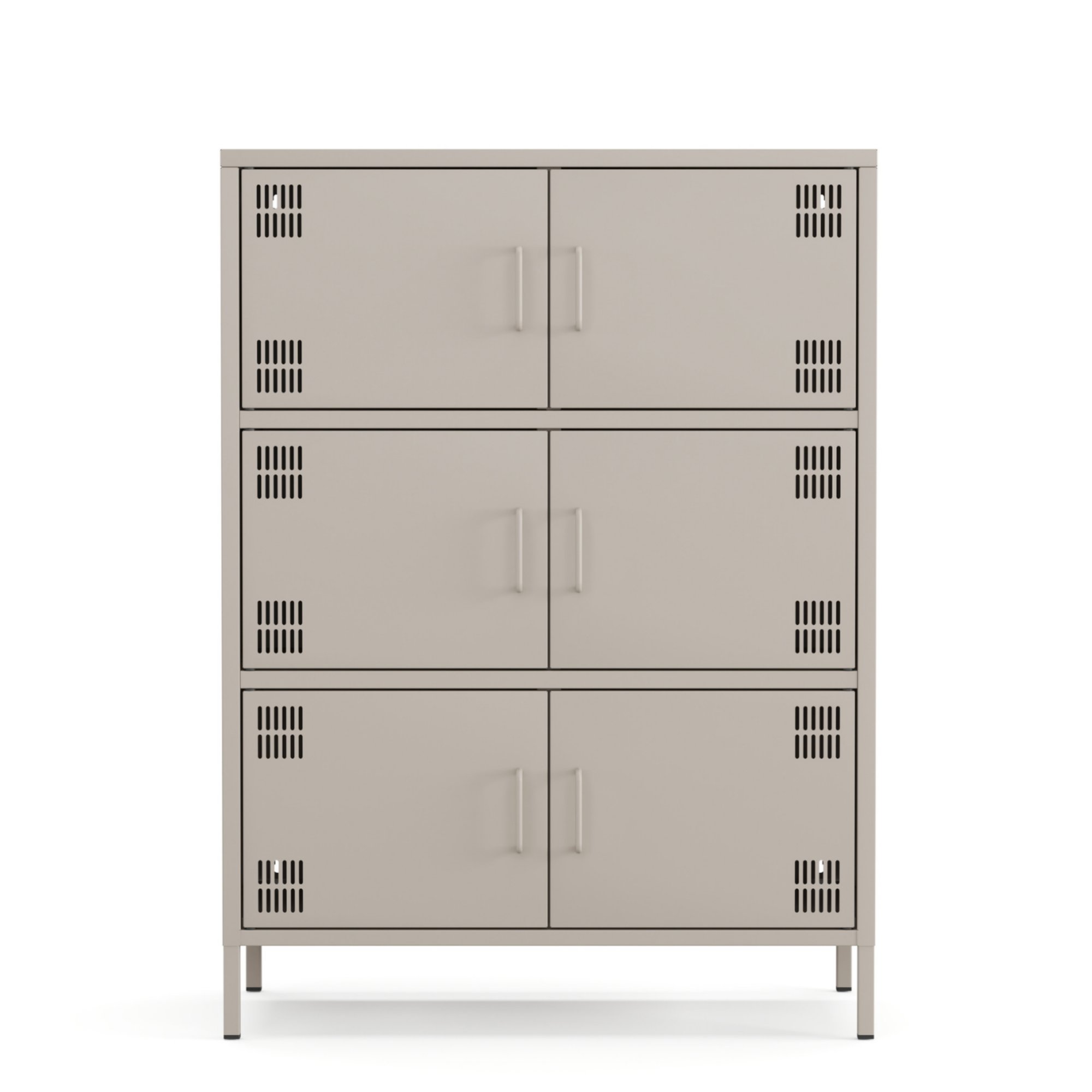 Pera Metal Çok Gözlü Dolap, 6 Kapaklı 80,50 x 40 x 109,50 cm - Bej Rengi