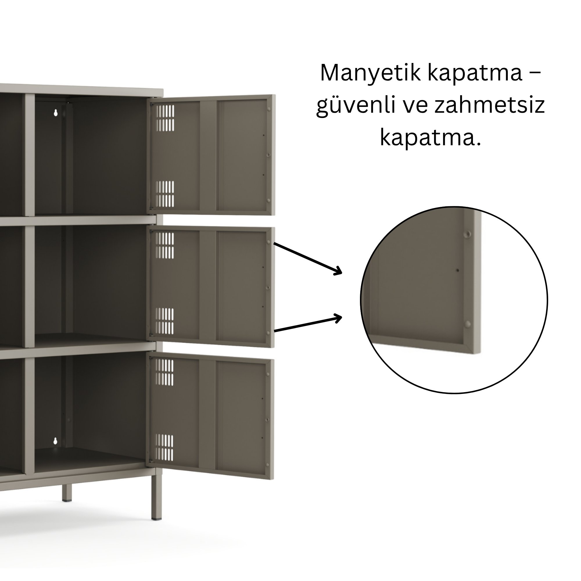 Pera Metal Çok Gözlü Dolap, 6 Kapaklı 80,50 x 40 x 109,50 cm - Ral 7039 Antrasit