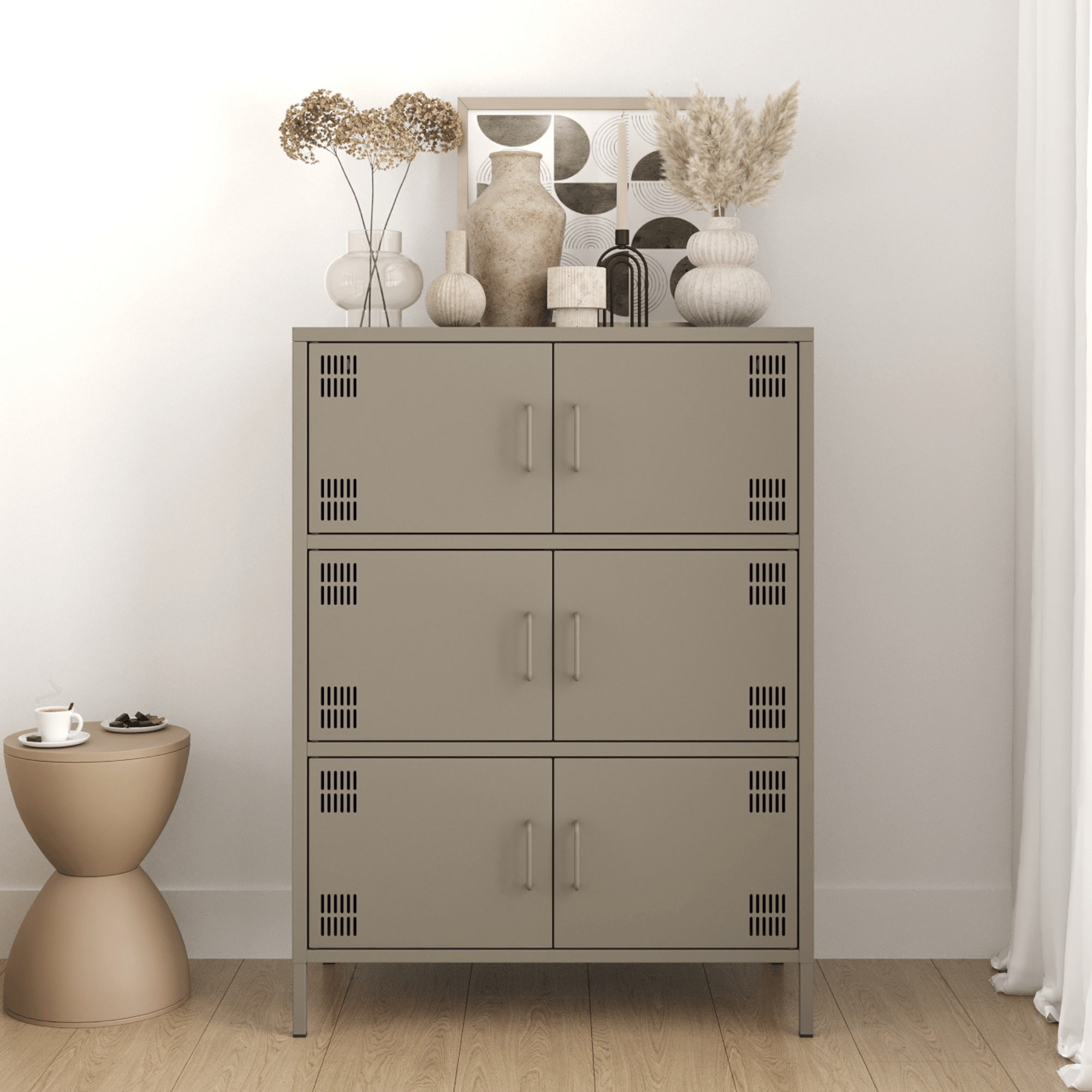 Pera Metal Çok Gözlü Dolap, 6 Kapaklı 80,50 x 40 x 109,50 cm - Ral 7039 Antrasit