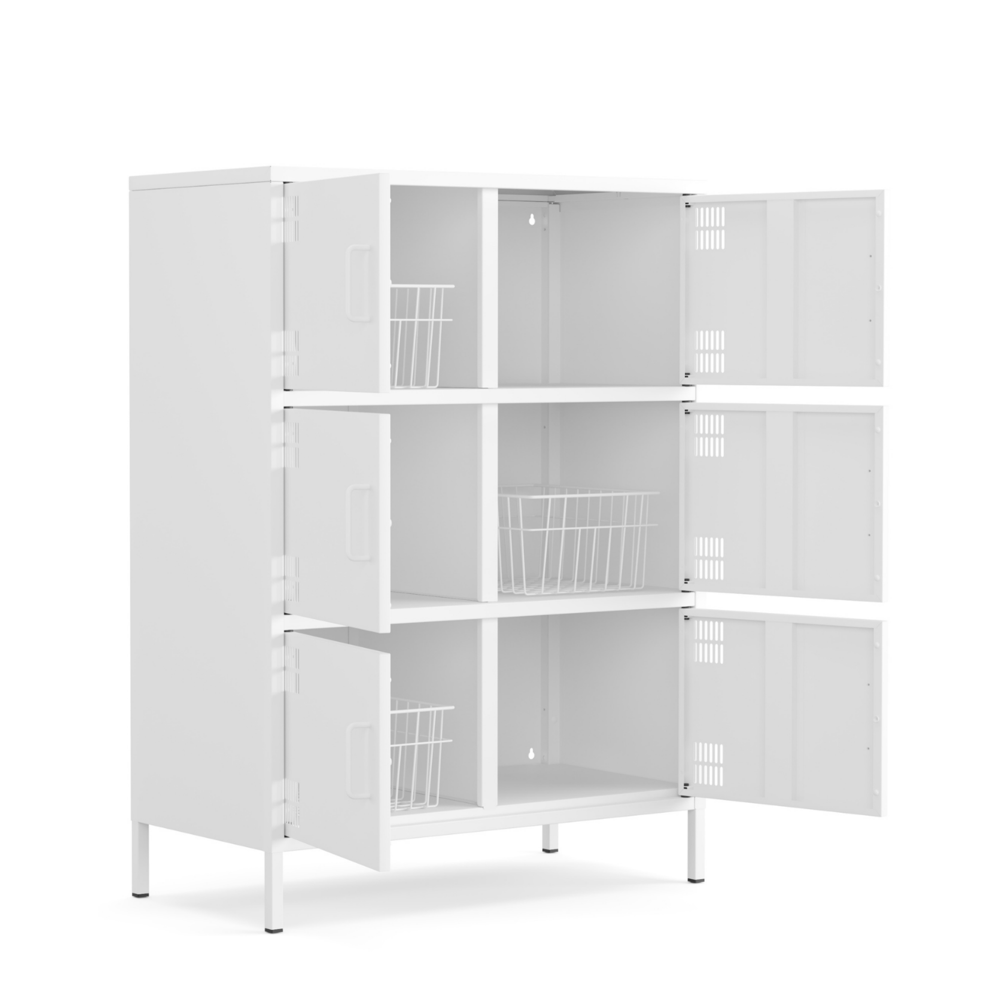 Pera Metal Çok Gözlü Dolap, 6 Kapaklı 80,50 x 40 x 109,50 cm - Ral 9016 Beyaz