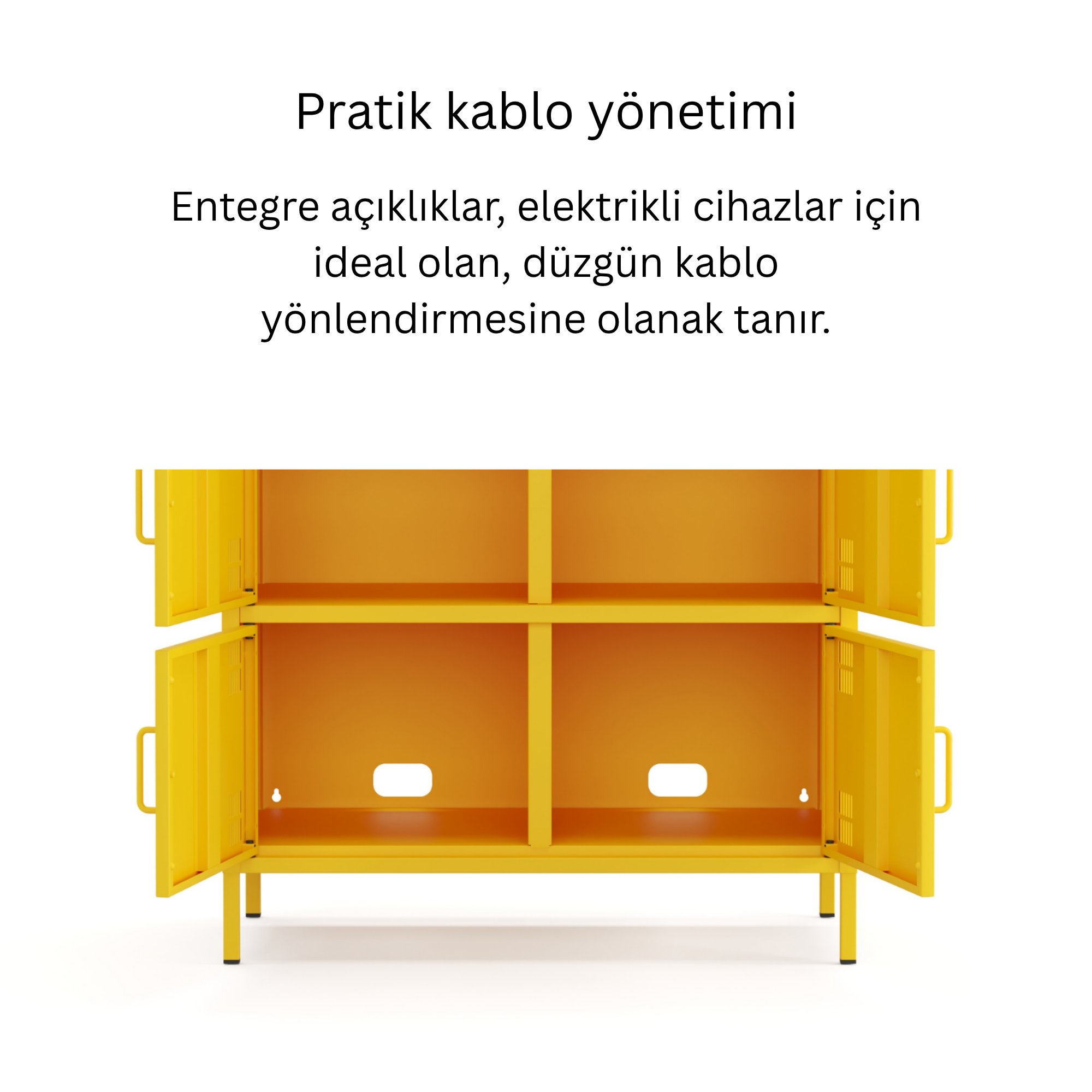 Pera Metal Çok Gözlü Dolap, 6 Kapaklı 80,50 x 40 x 109,50 cm - Ral 1018 Sarı