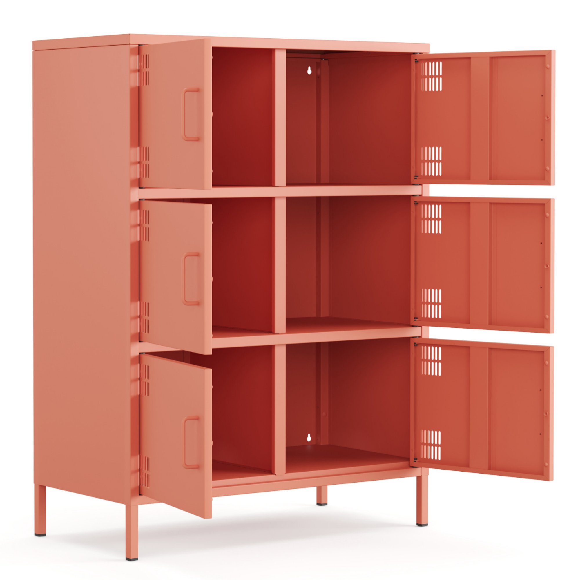 Pera Metal Çok Gözlü Dolap, 6 Kapaklı 80,50 x 40 x 109,50 cm - Ral 3022 Somon