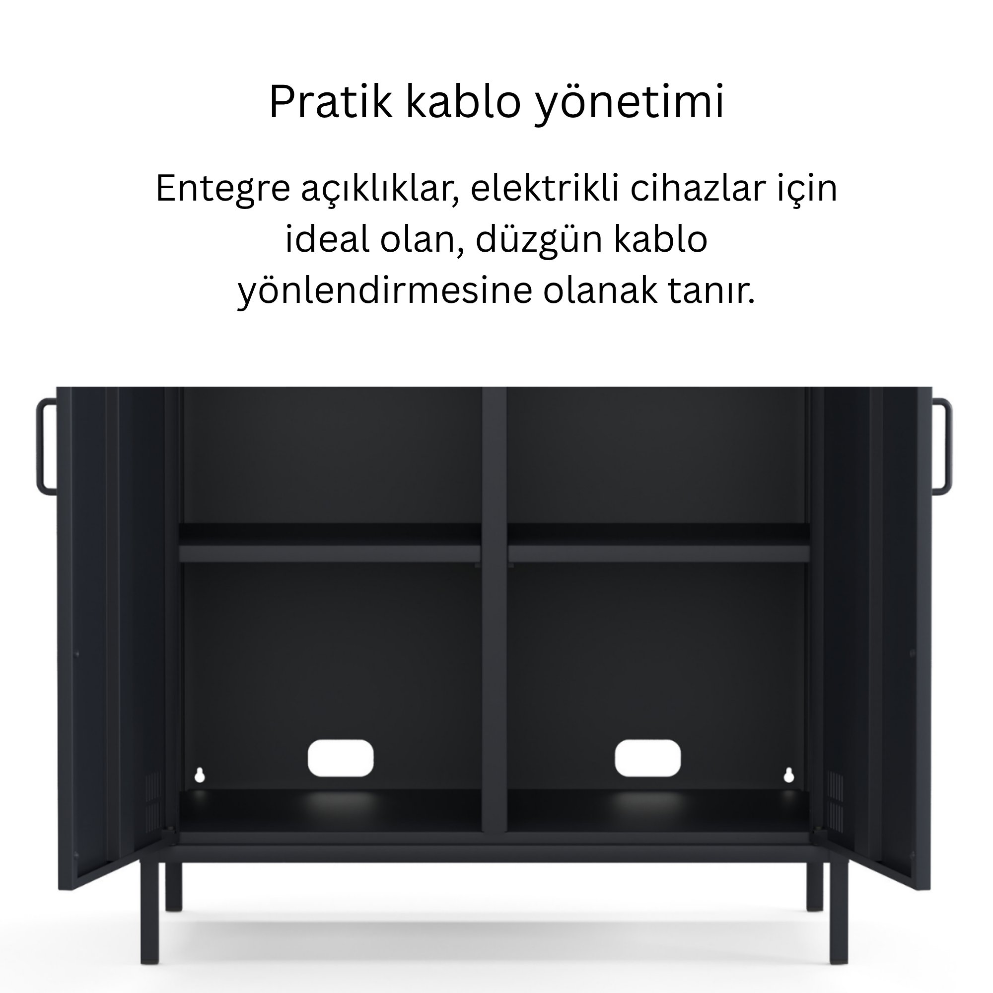 Pera Metal Dolap 2 Kapılı 80,50 x 40 x 109,50 cm - Ral 7016 Antrasit