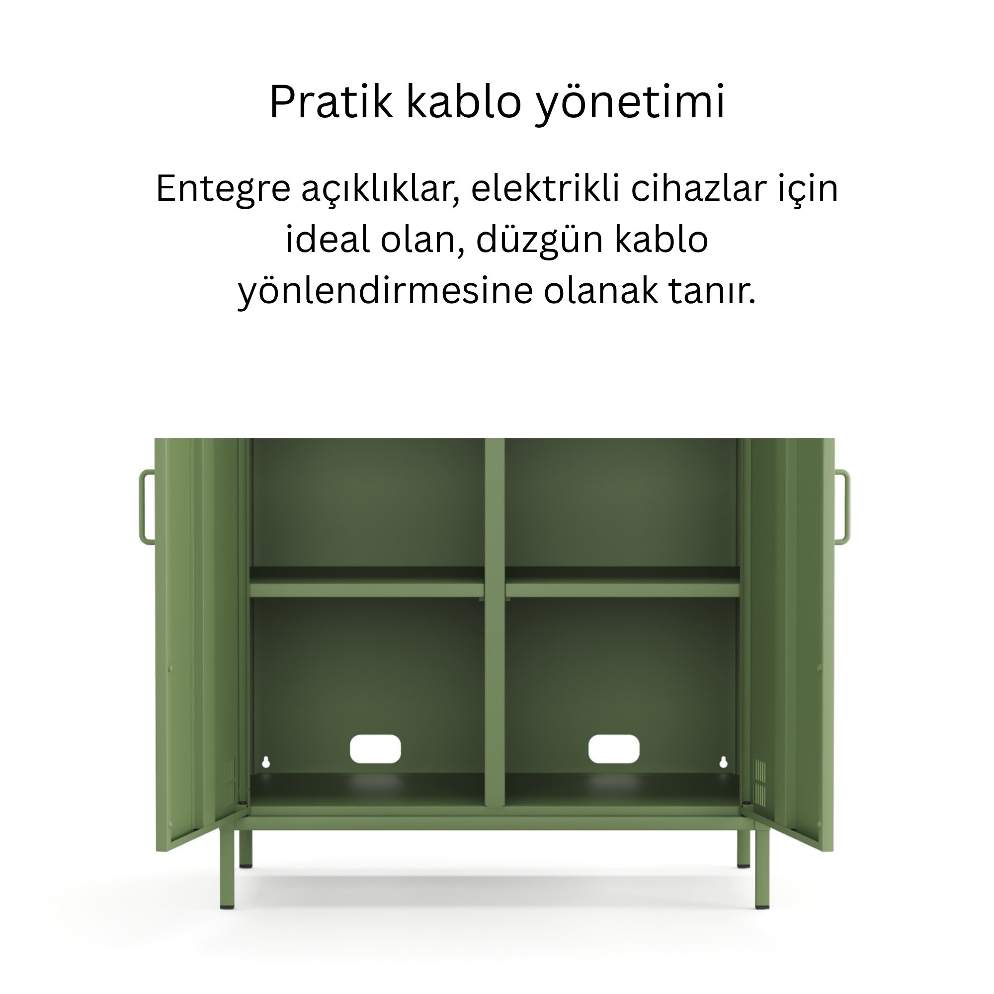 Pera Metal Dolap 2 Kapılı 80,50 x 40 x 109,50 cm - Ral 6011 Yeşil