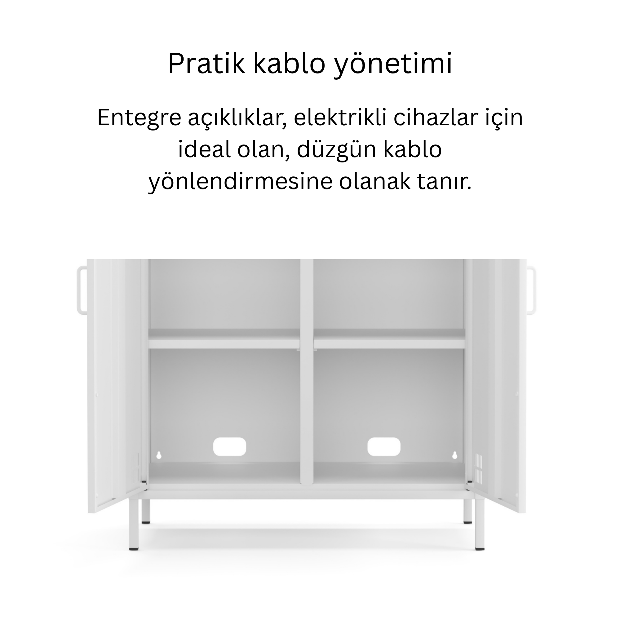 Pera Metal Dolap 2 Kapılı 80,50 x 40 x 109,50 cm - Ral 9016 Beyaz