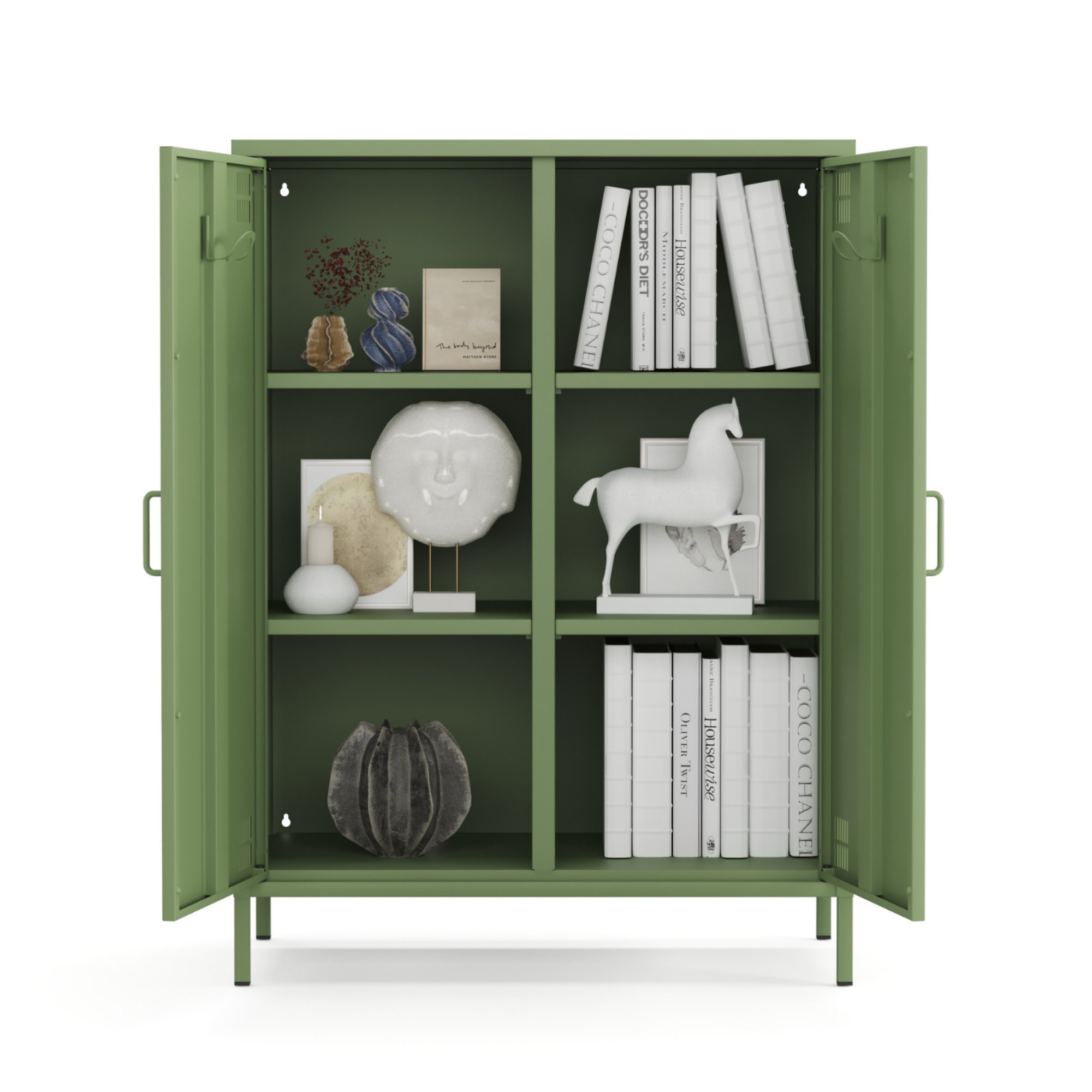 Pera Metal Dolap 2 Kapılı 80,50 x 40 x 109,50 cm - Ral 6011 Yeşil