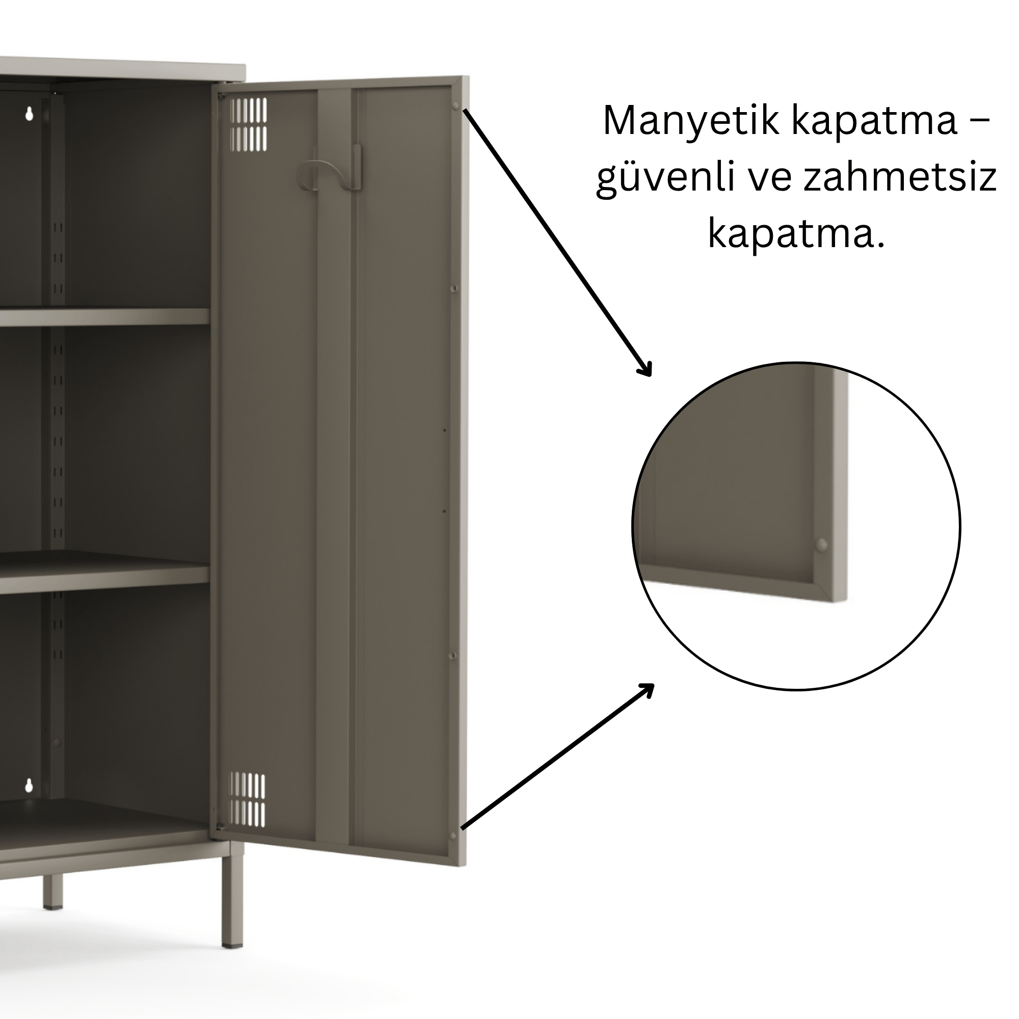 Pera Metal Dolap 2 Kapılı 80,50 x 40 x 109,50 cm - Ral 7039 Antrasit