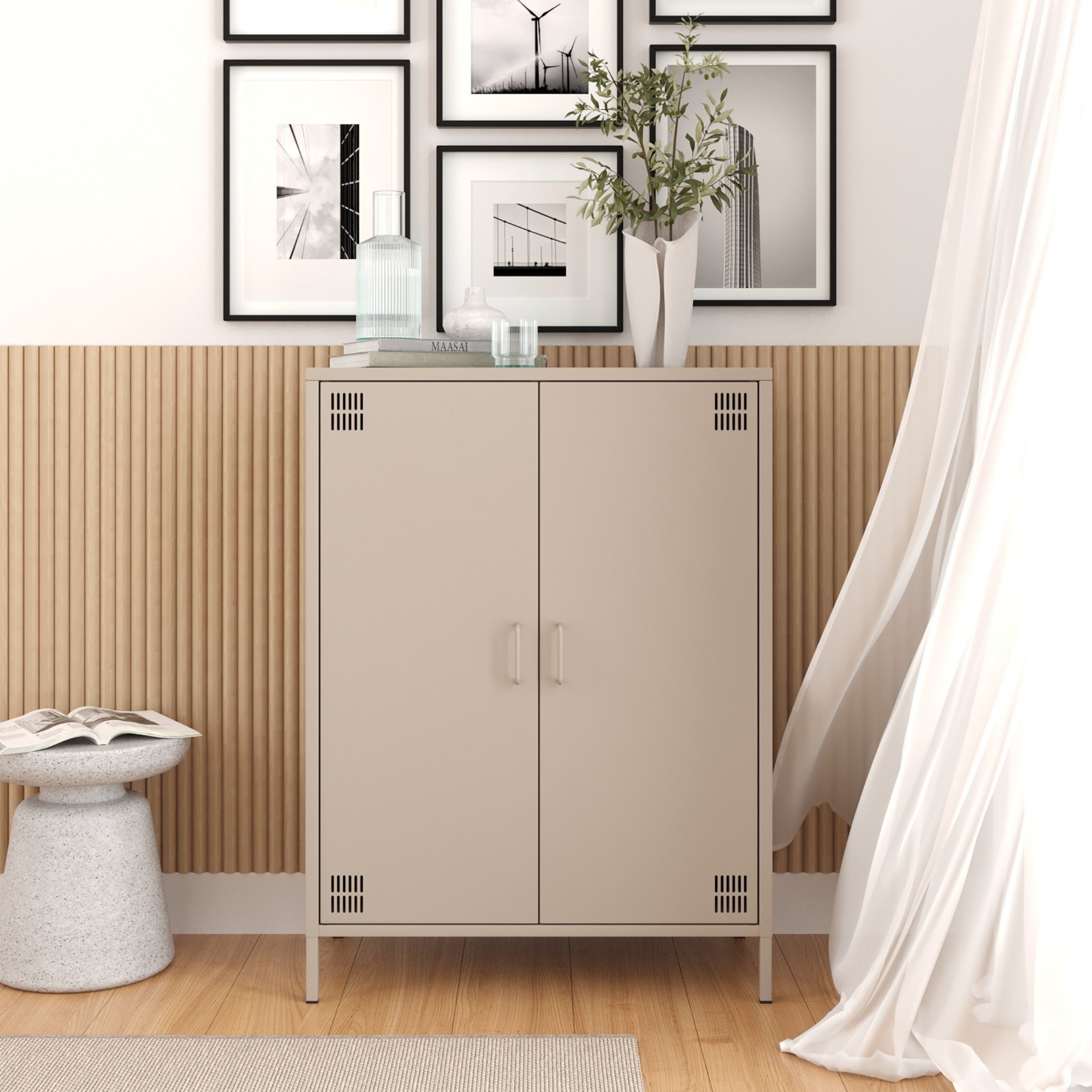 Pera Metal Dolap 2 Kapılı 80,50 x 40 x 109,50 cm - Bej Rengi