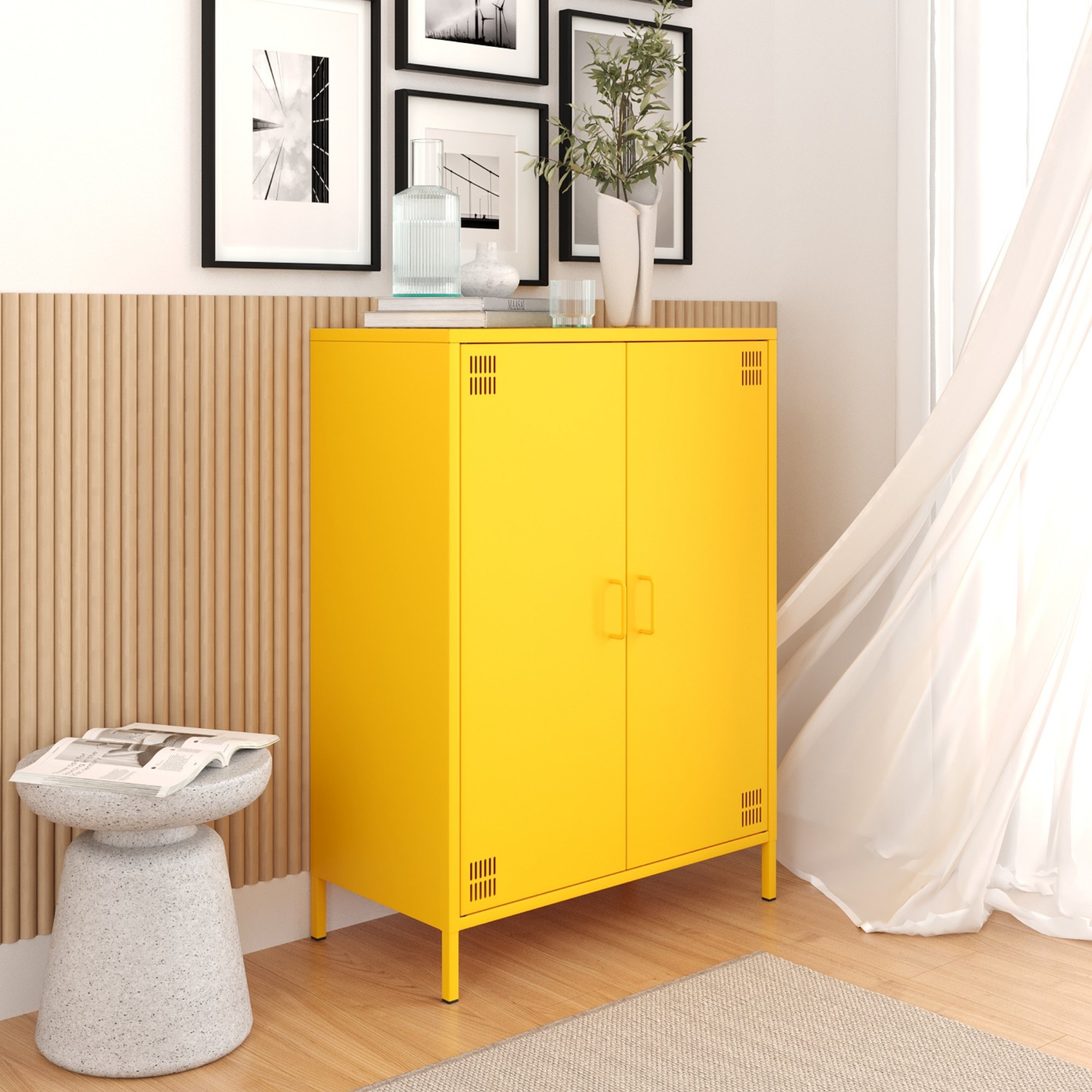 Pera Metal Dolap 2 Kapılı 80,50 x 40 x 109,50 cm - Ral 1018 Sarı