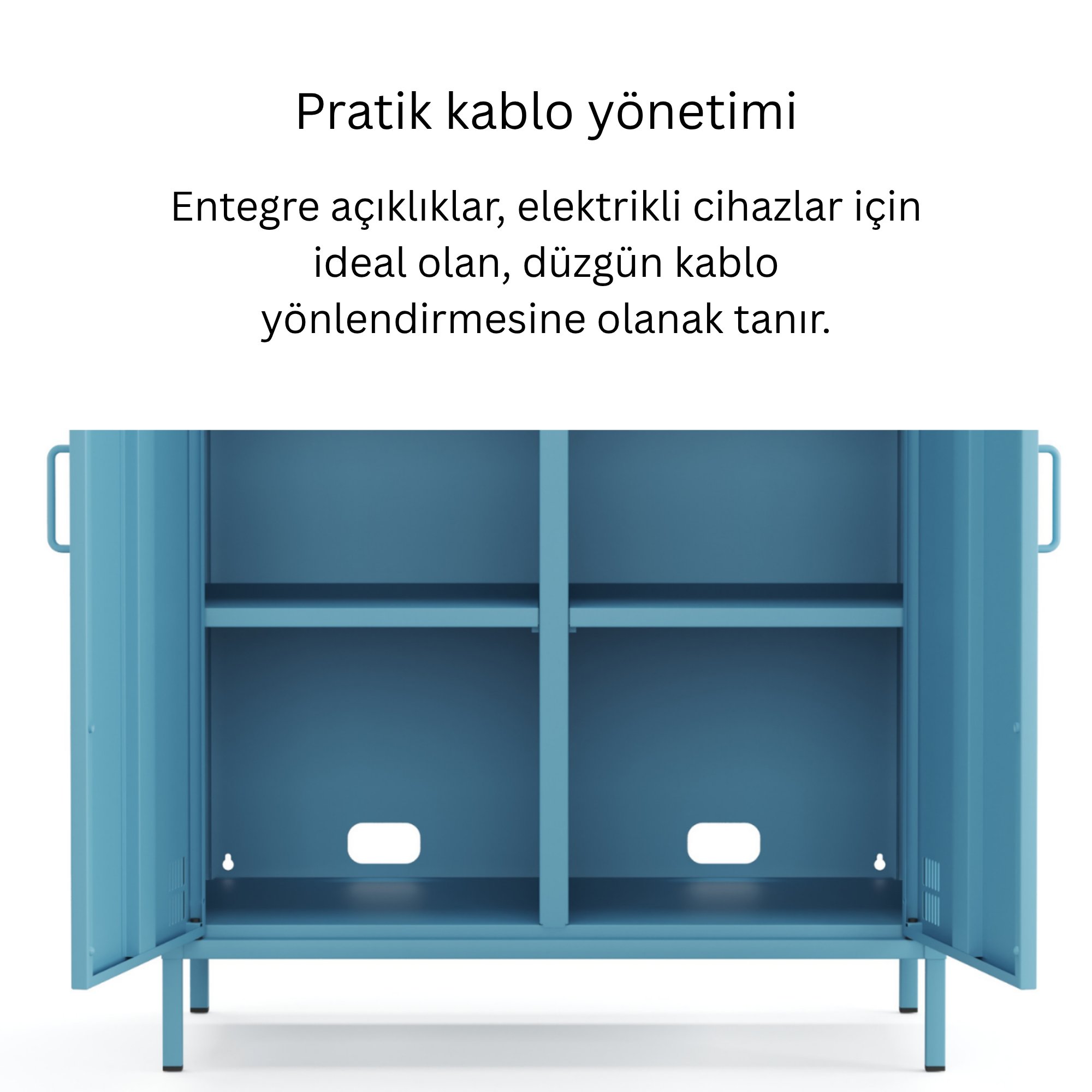Pera Metal Dolap 2 Kapılı 80,50 x 40 x 109,50 cm - Ral 5024 Mavi