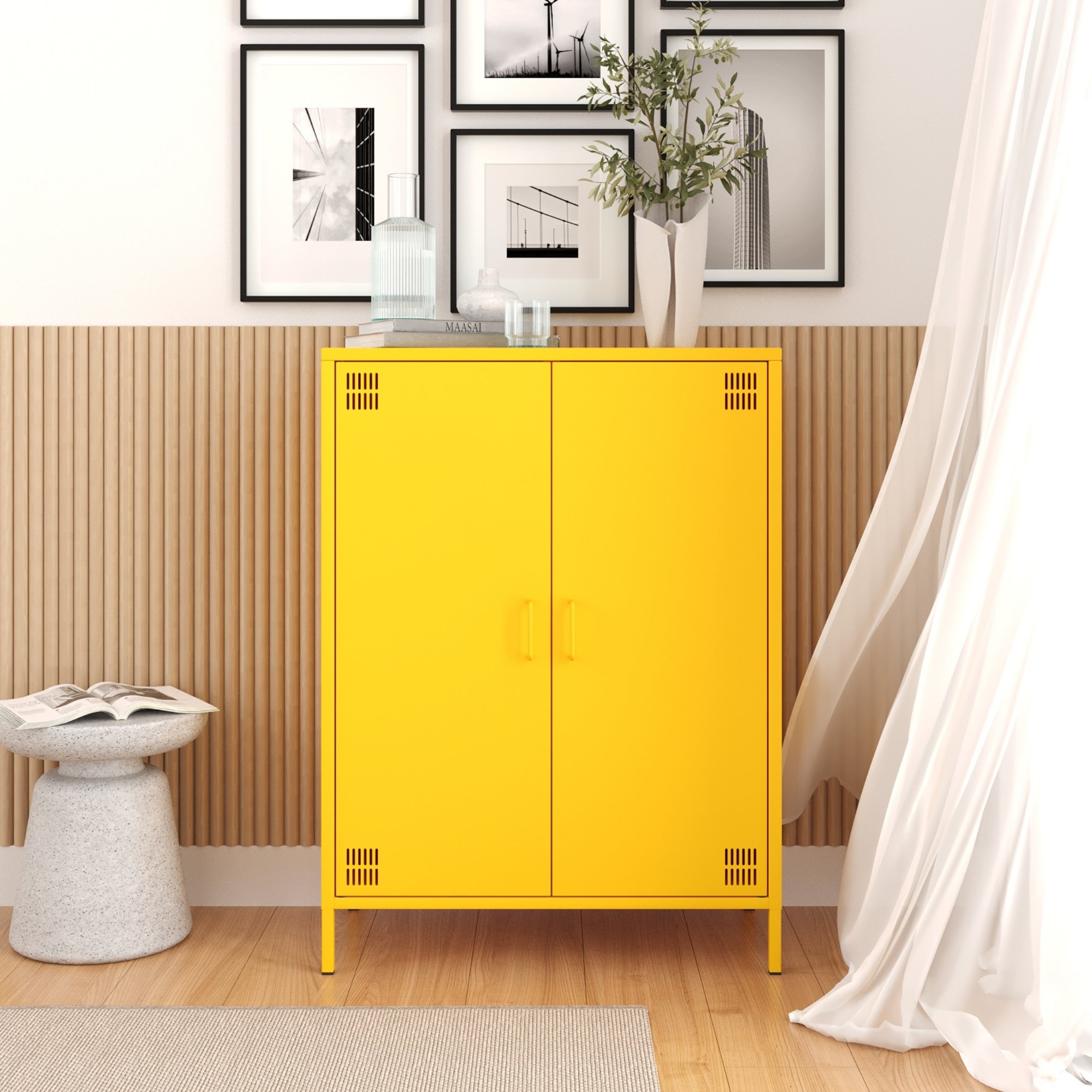 Pera Metal Dolap 2 Kapılı 80,50 x 40 x 109,50 cm - Ral 1018 Sarı