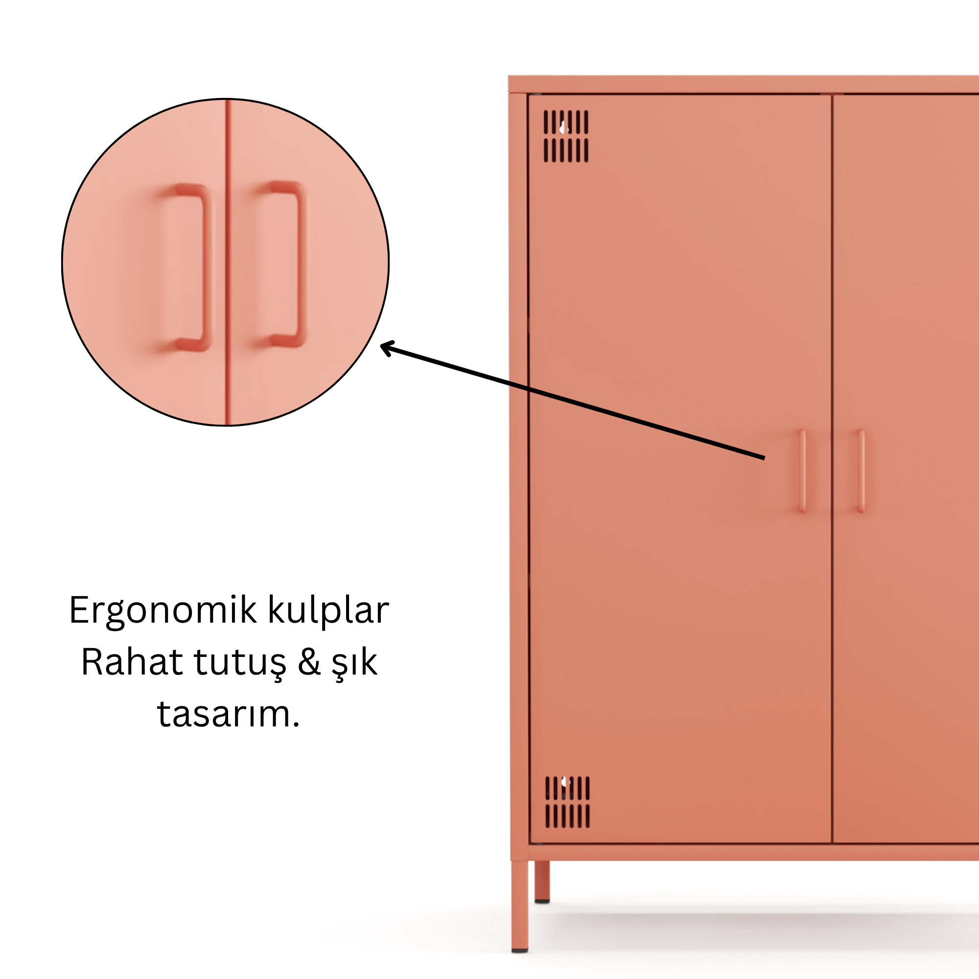 Pera Metal Dolap 2 Kapılı 80,50 x 40 x 109,50 cm - Ral 3022 Somon