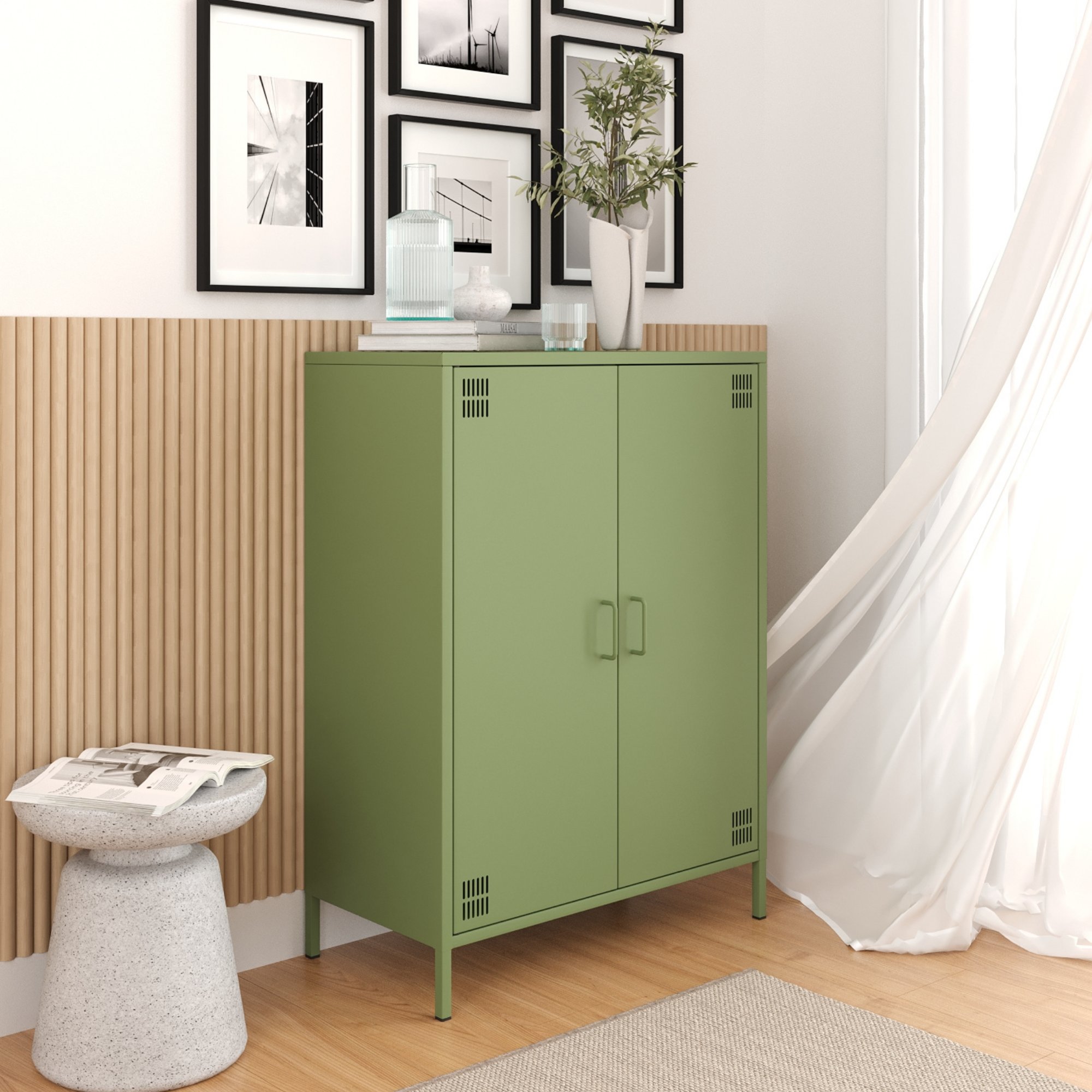 Pera Metal Dolap 2 Kapılı 80,50 x 40 x 109,50 cm - Ral 6011 Yeşil