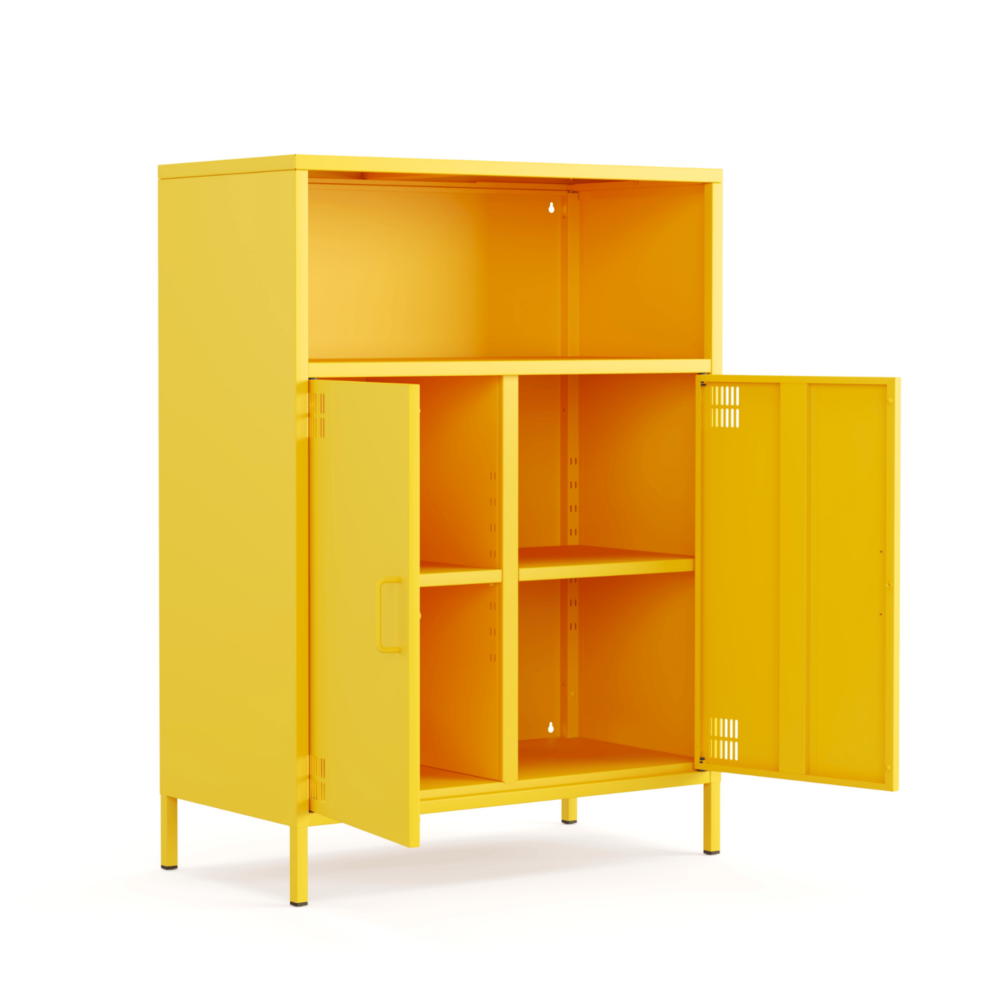 Pera Metal Dolap 2 Kapılı, Açık Raflı 80,50 x 40 x 109,50 cm - Ral 1018 Sarı