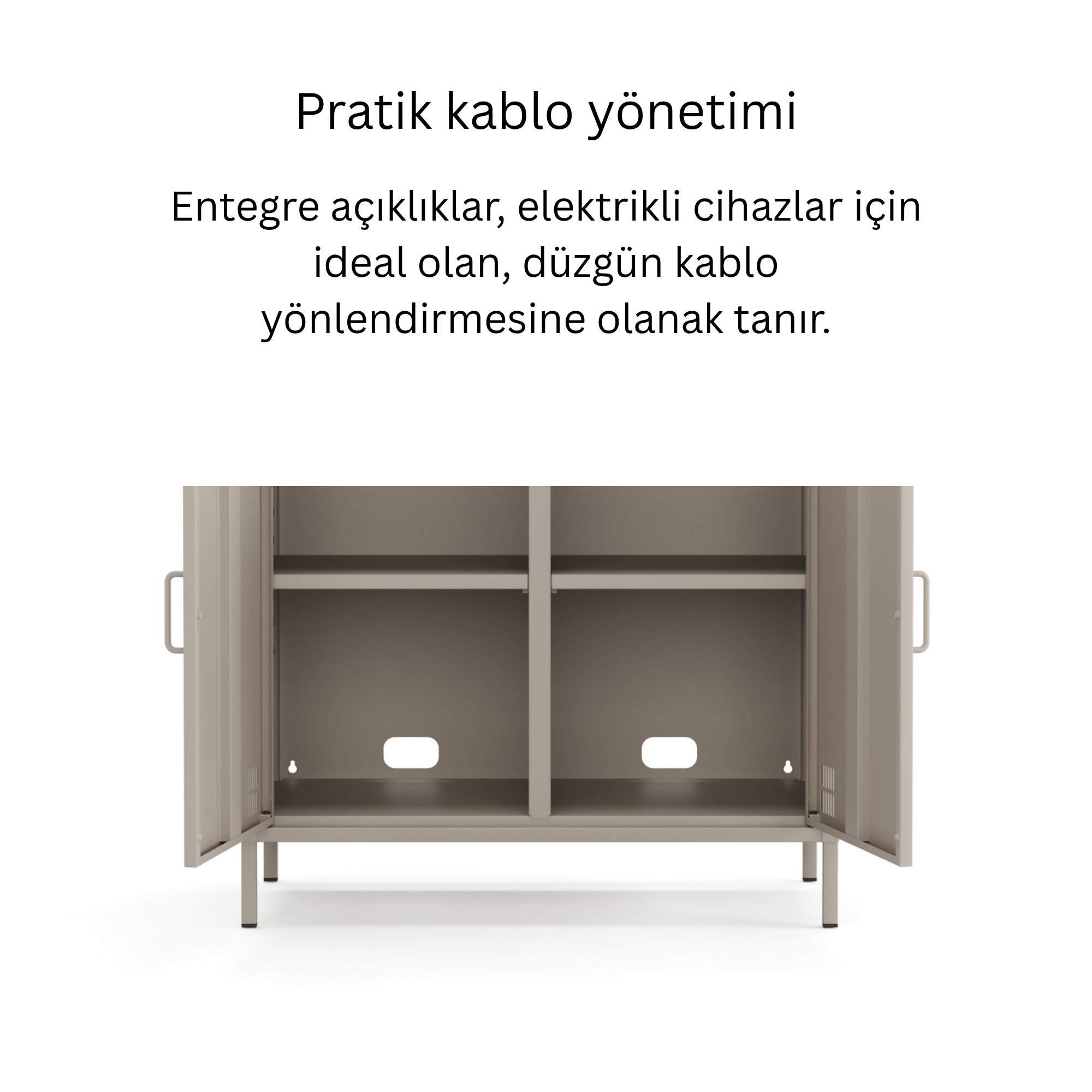Pera Metal Dolap 2 Kapılı, Açık Raflı 80,50 x 40 x 109,50 cm - Bej Rengi