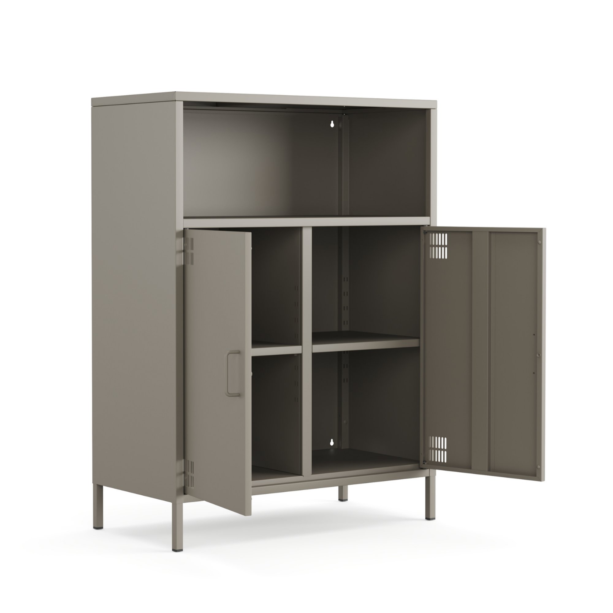Pera Metal Dolap 2 Kapılı, Açık Raflı 80,50 x 40 x 109,50 cm - Ral 7039 Antrasit