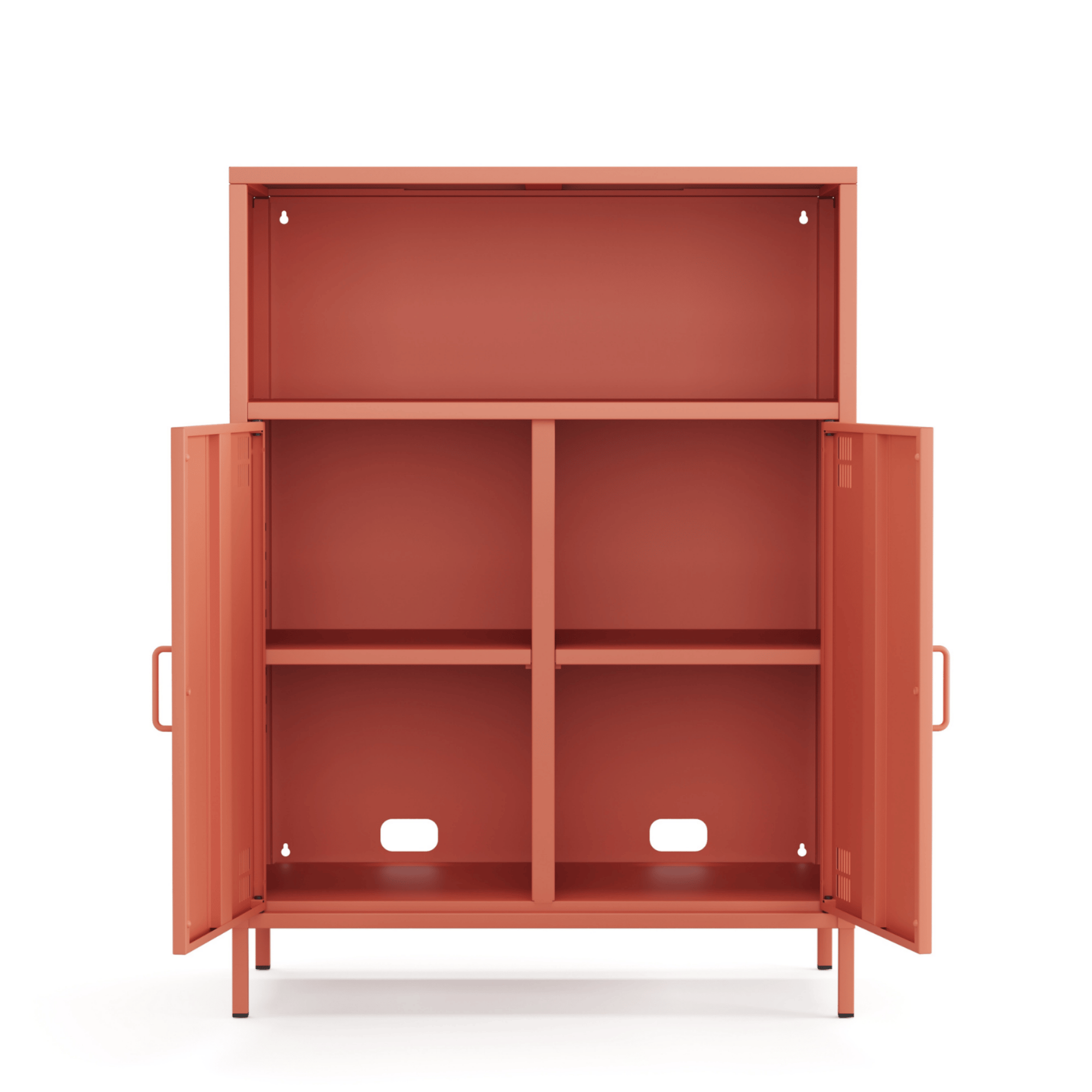 Pera Metal Dolap 2 Kapılı, Açık Raflı 80,50 x 40 x 109,50 cm - Ral 3022 Somon