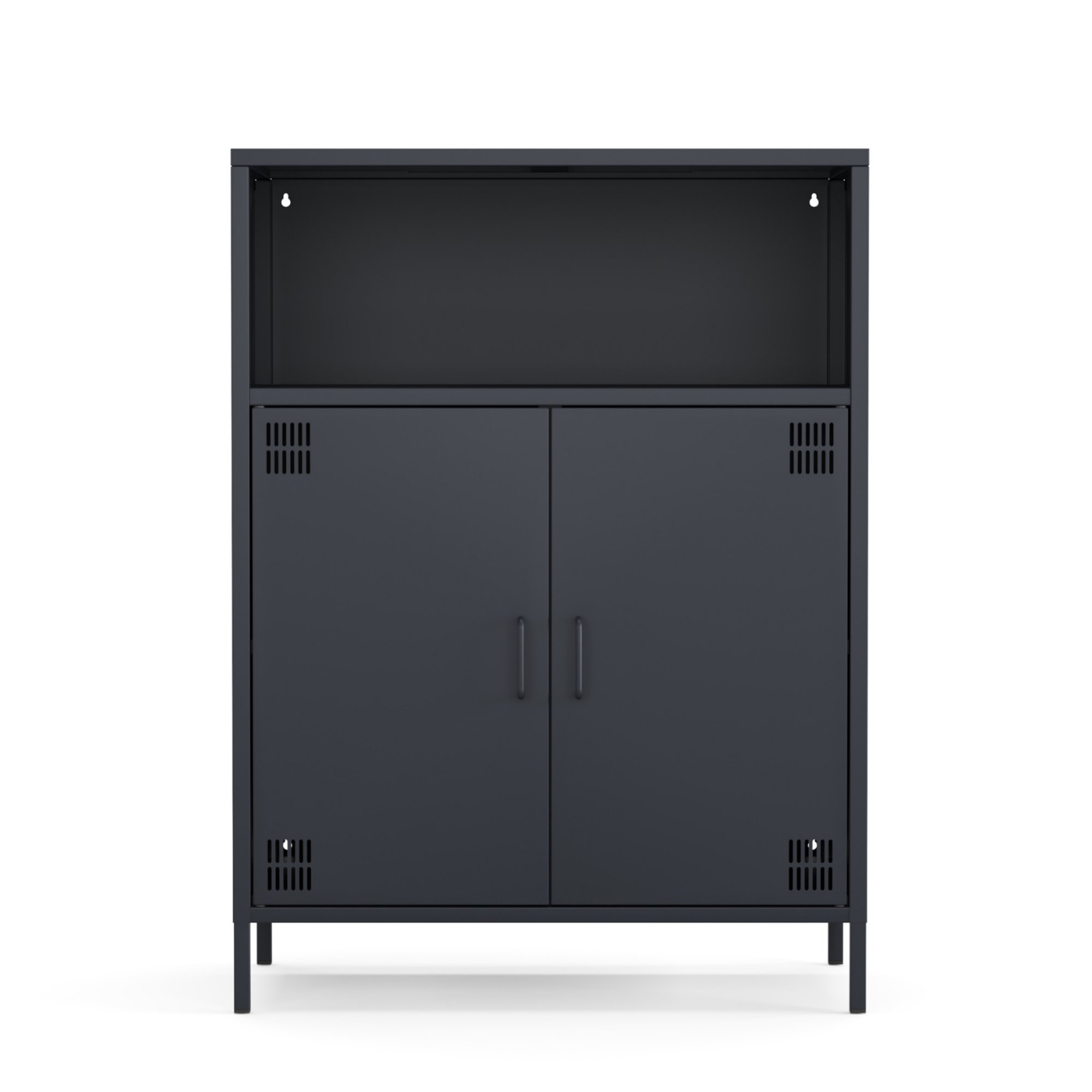 Pera Metal Dolap 2 Kapılı, Açık Raflı 80,50 x 40 x 109,50 cm - Ral 7016 Antrasit