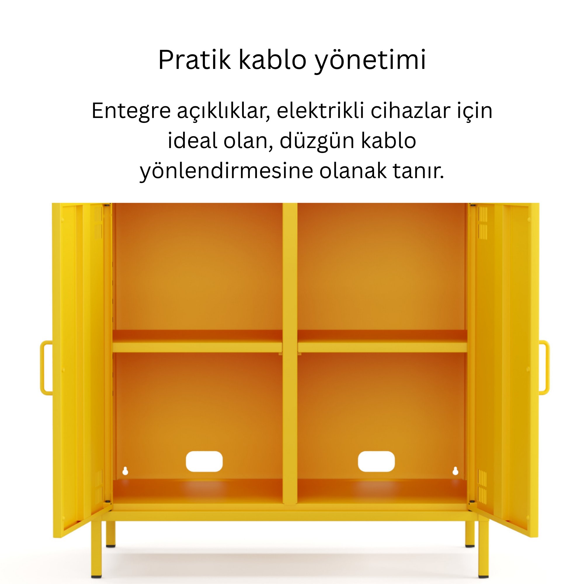 Pera Metal Dolap 2 Kapılı, Açık Raflı 80,50 x 40 x 109,50 cm - Ral 1018 Sarı