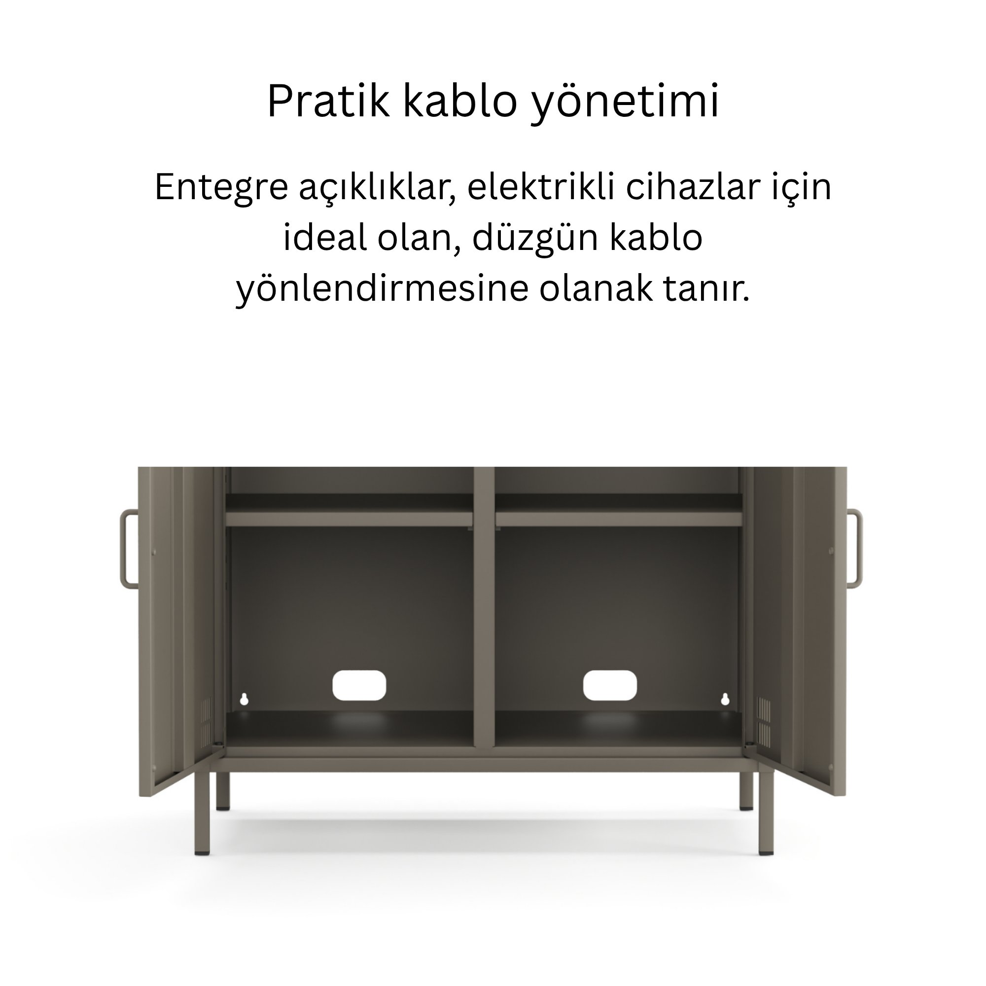 Pera Metal Dolap 2 Kapılı, Açık Raflı 80,50 x 40 x 109,50 cm - Ral 7039 Antrasit