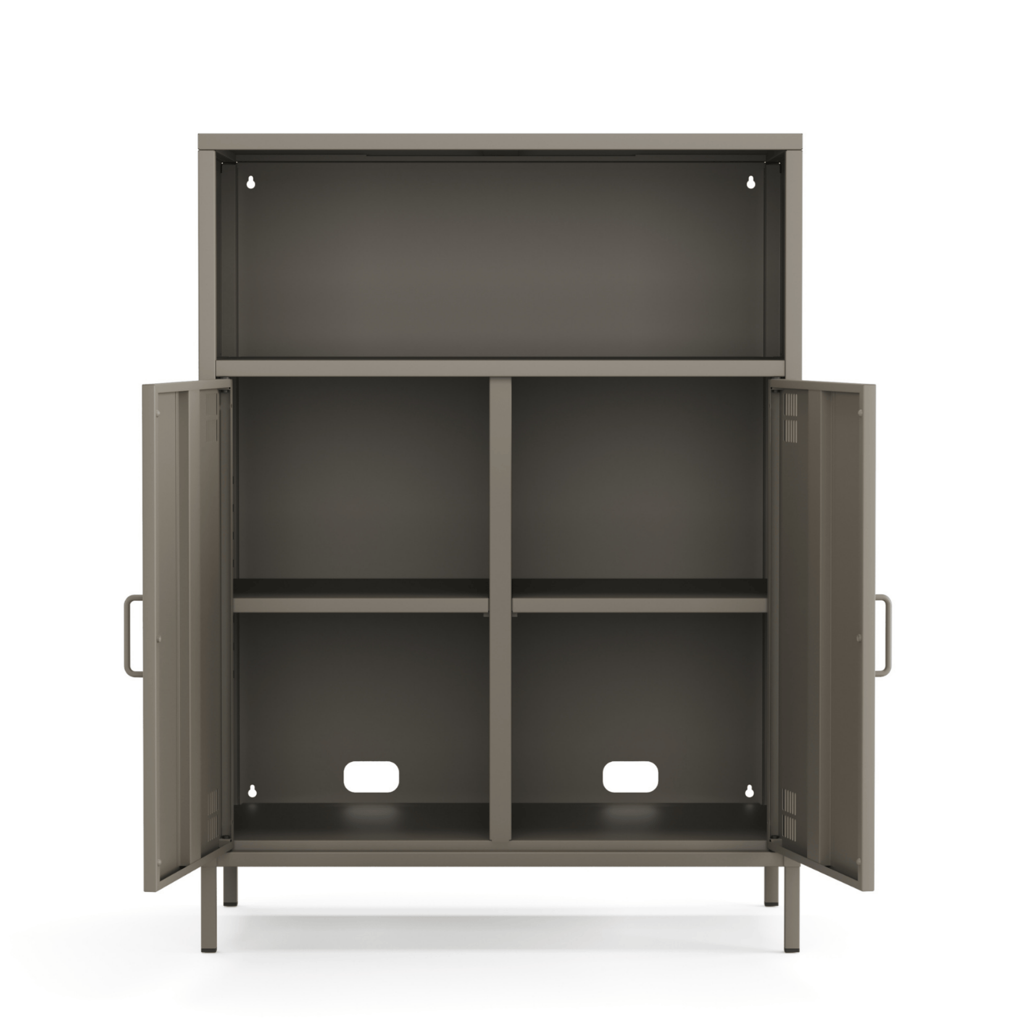 Pera Metal Dolap 2 Kapılı, Açık Raflı 80,50 x 40 x 109,50 cm - Ral 7039 Antrasit