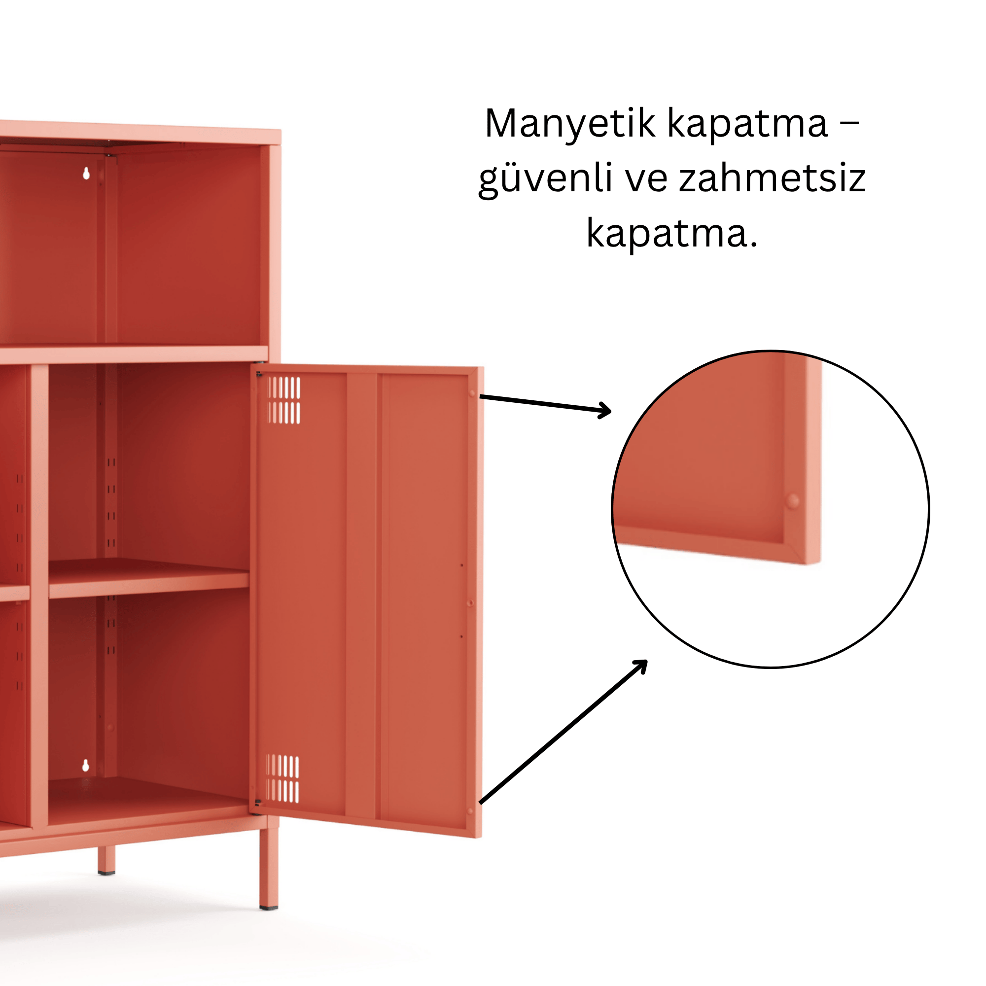 Pera Metal Dolap 2 Kapılı, Açık Raflı 80,50 x 40 x 109,50 cm - Ral 3022 Somon