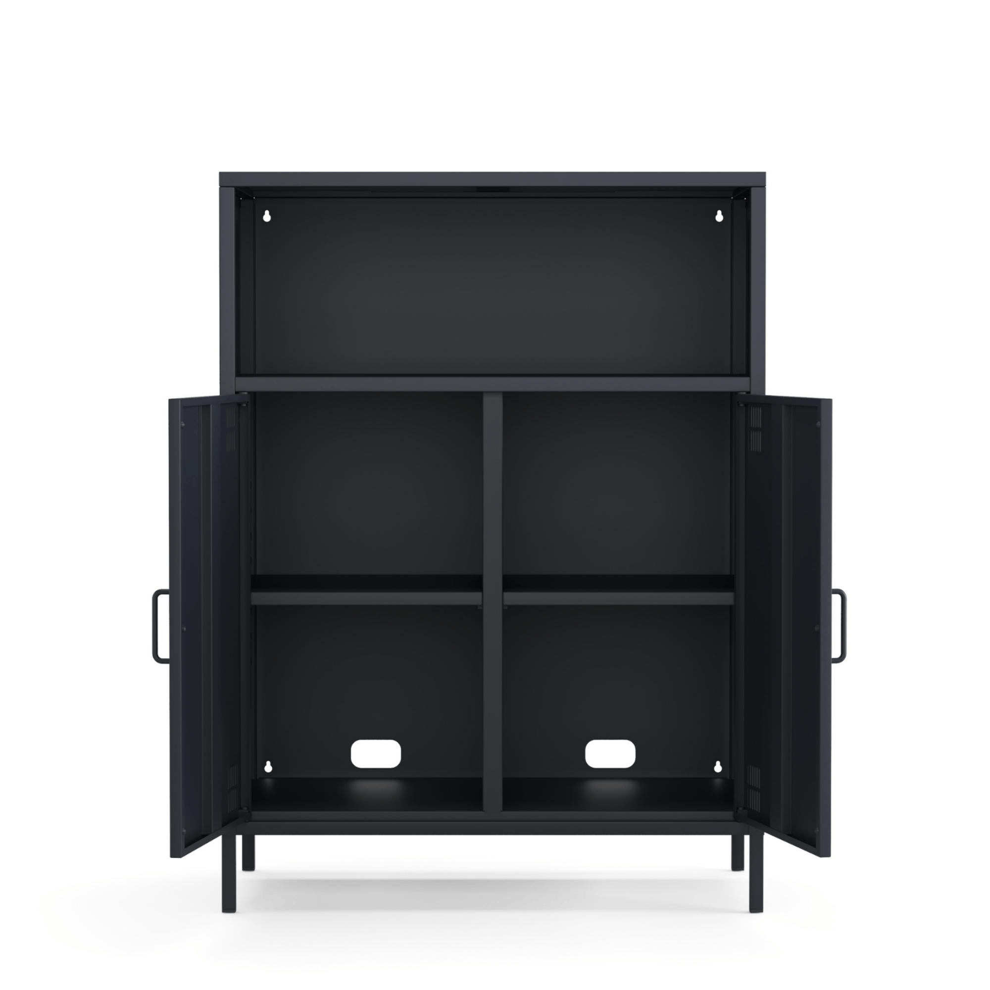 Pera Metal Dolap 2 Kapılı, Açık Raflı 80,50 x 40 x 109,50 cm - Ral 7016 Antrasit